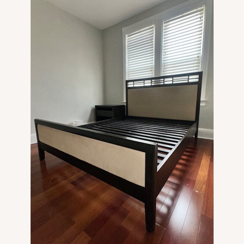 Used Crate & Barrel Dark Brown Wood Queen Bed for sale on AptDeco
