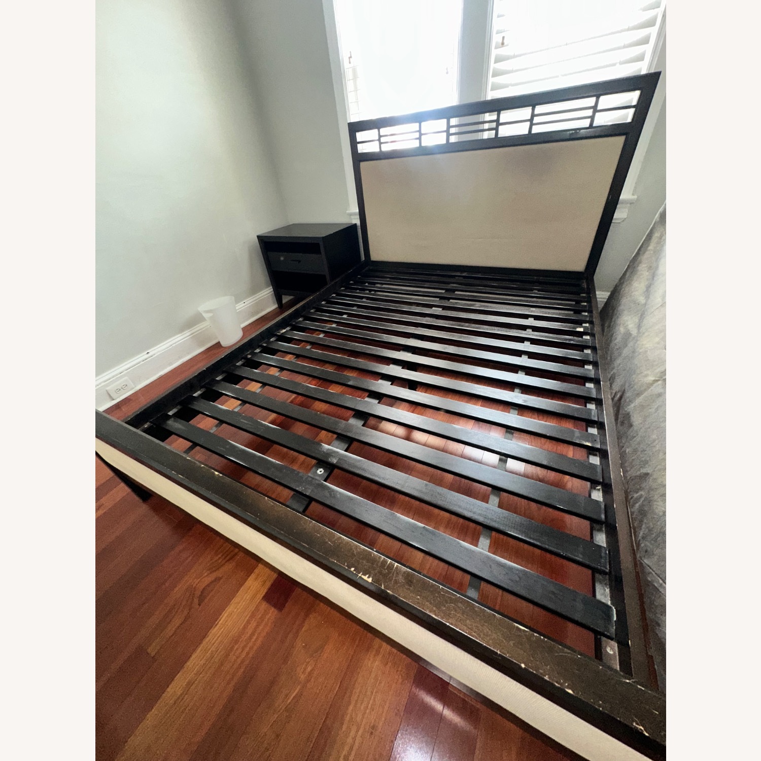 Crate & Barrel Dark Brown Wood Queen Bed - image-2
