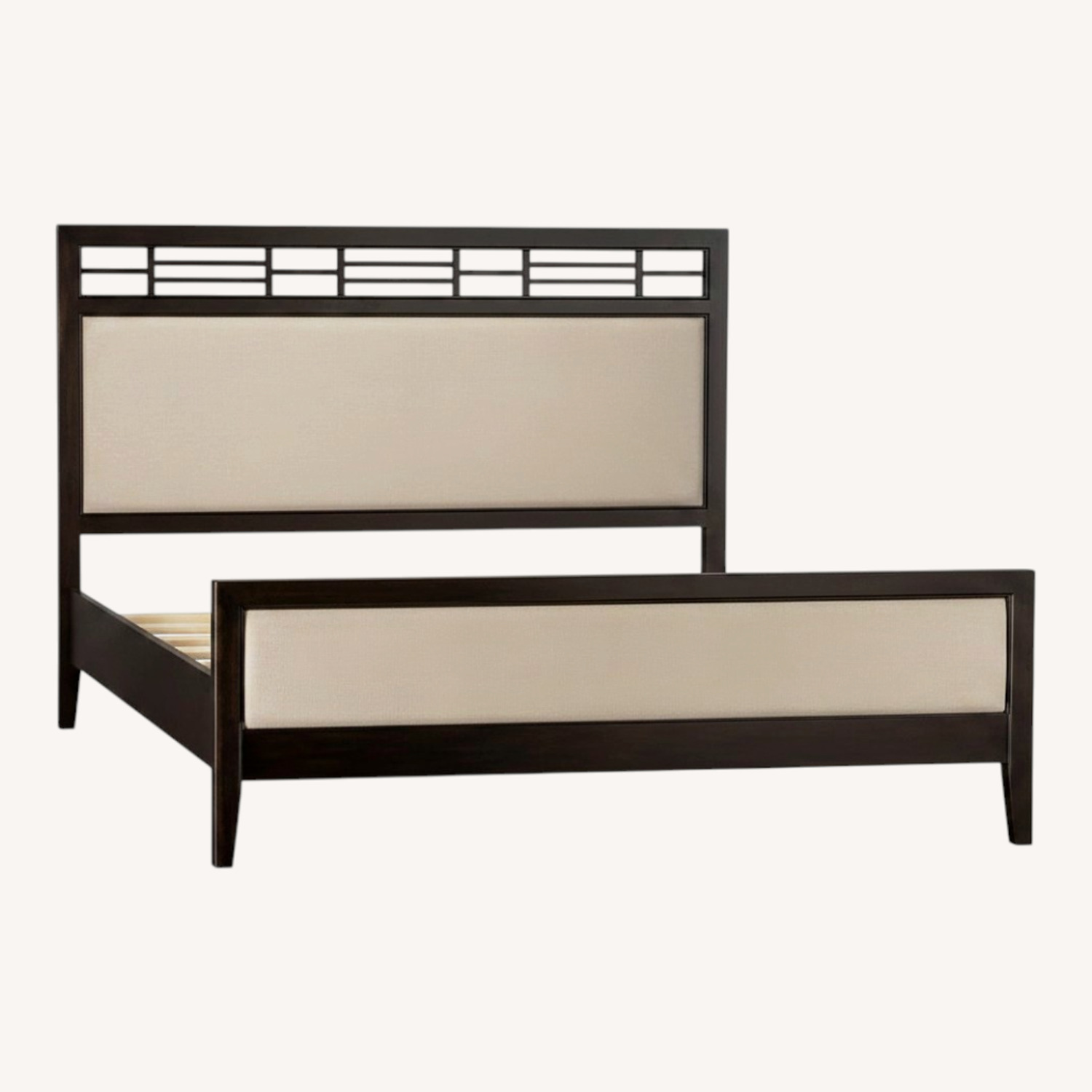 Crate & Barrel Dark Brown Wood Queen Bed - image-0