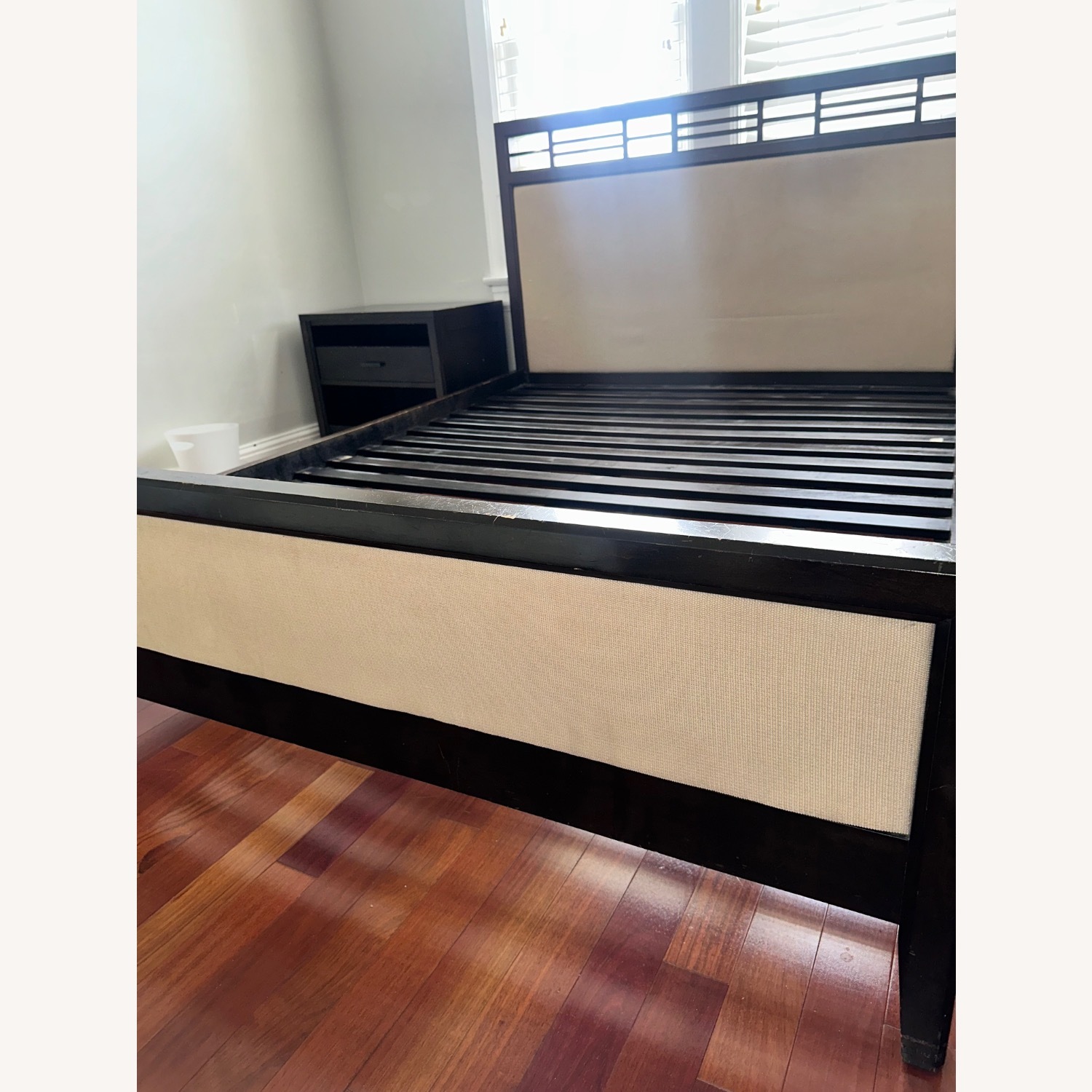 Crate & Barrel Dark Brown Wood Queen Bed - image-9