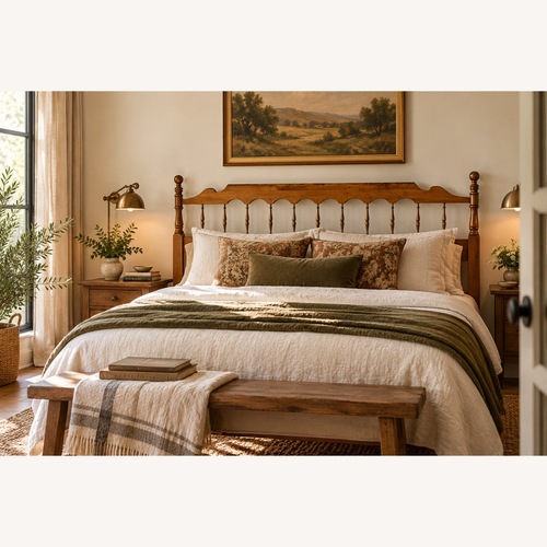 Used Vintage Ethan Allen Solid Maple King Headboard for sale on AptDeco