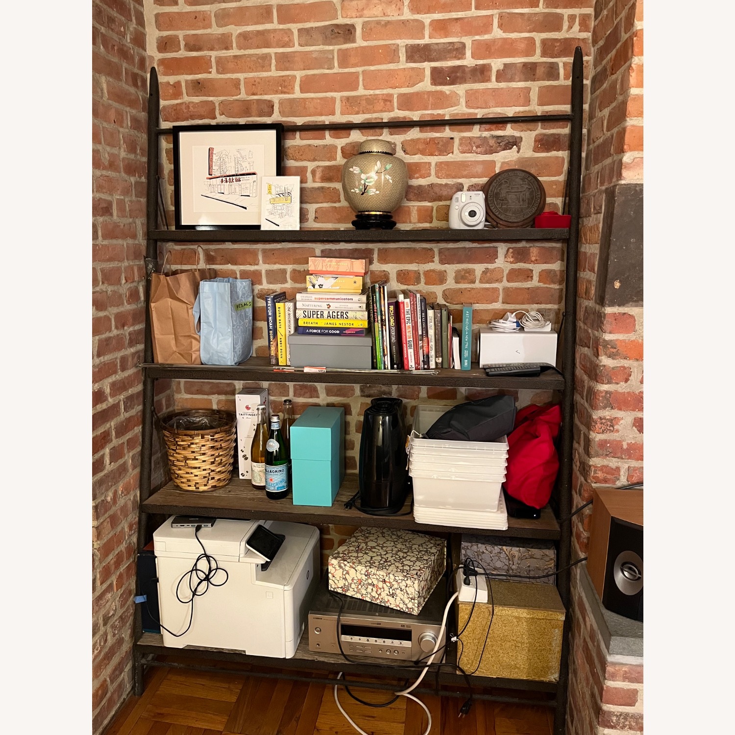 Restoration Hardware Reclaimed Elm & Iron Floor Shelving - image-3