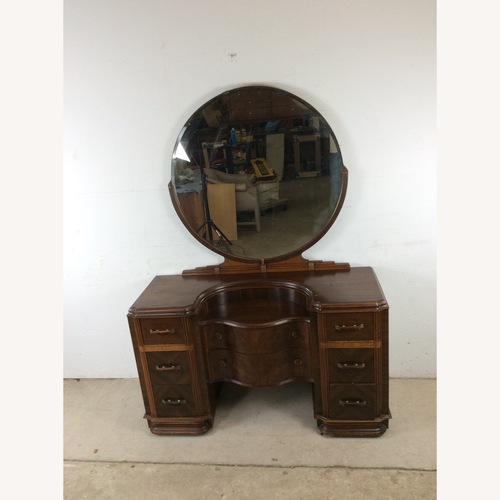 Used Art Deco Vanity with Round Mirror for sale on AptDeco