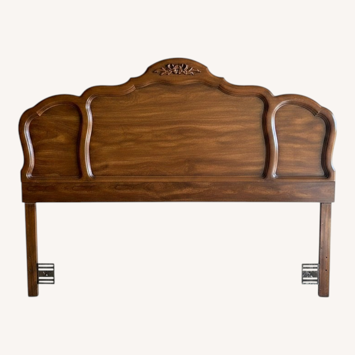Vintage 1970s French Provincial Wood Veneer Queen - image-0