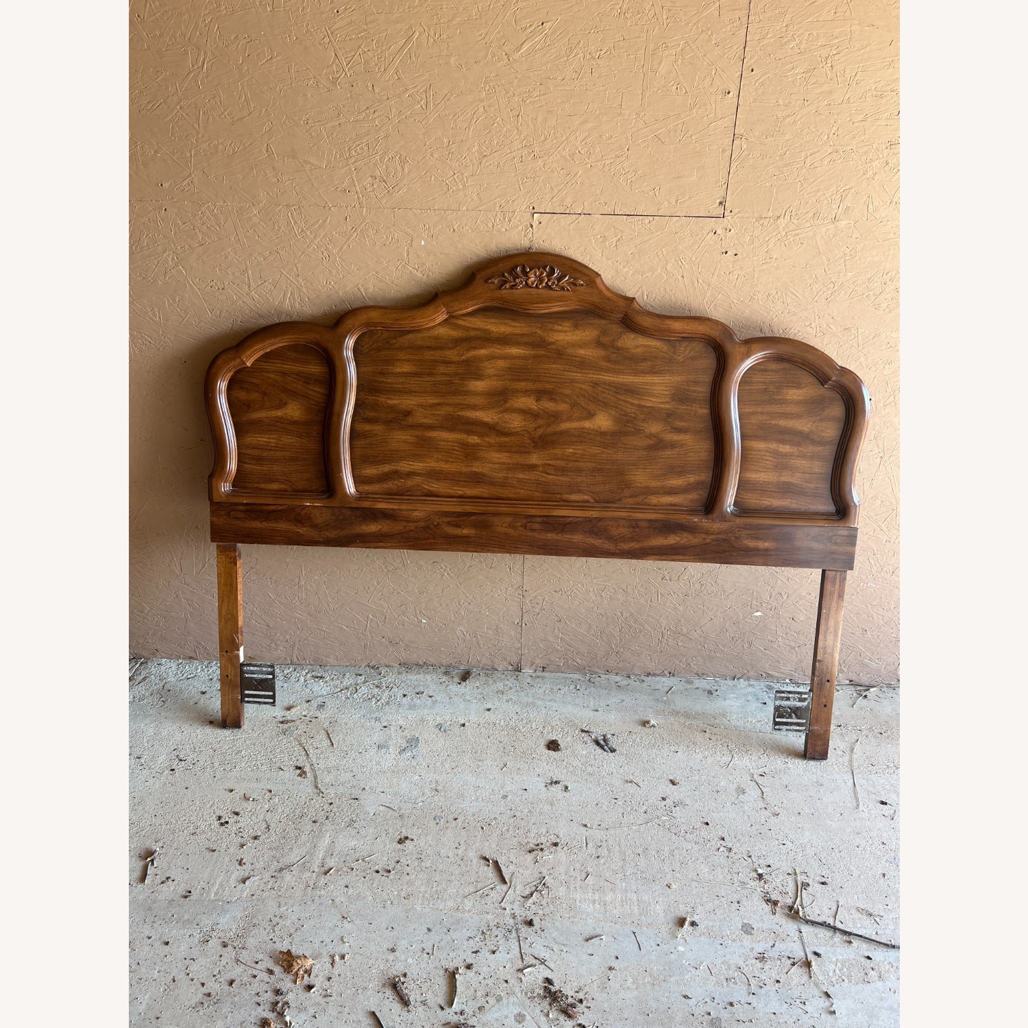 Vintage 1970s French Provincial Wood Veneer Queen - image-1