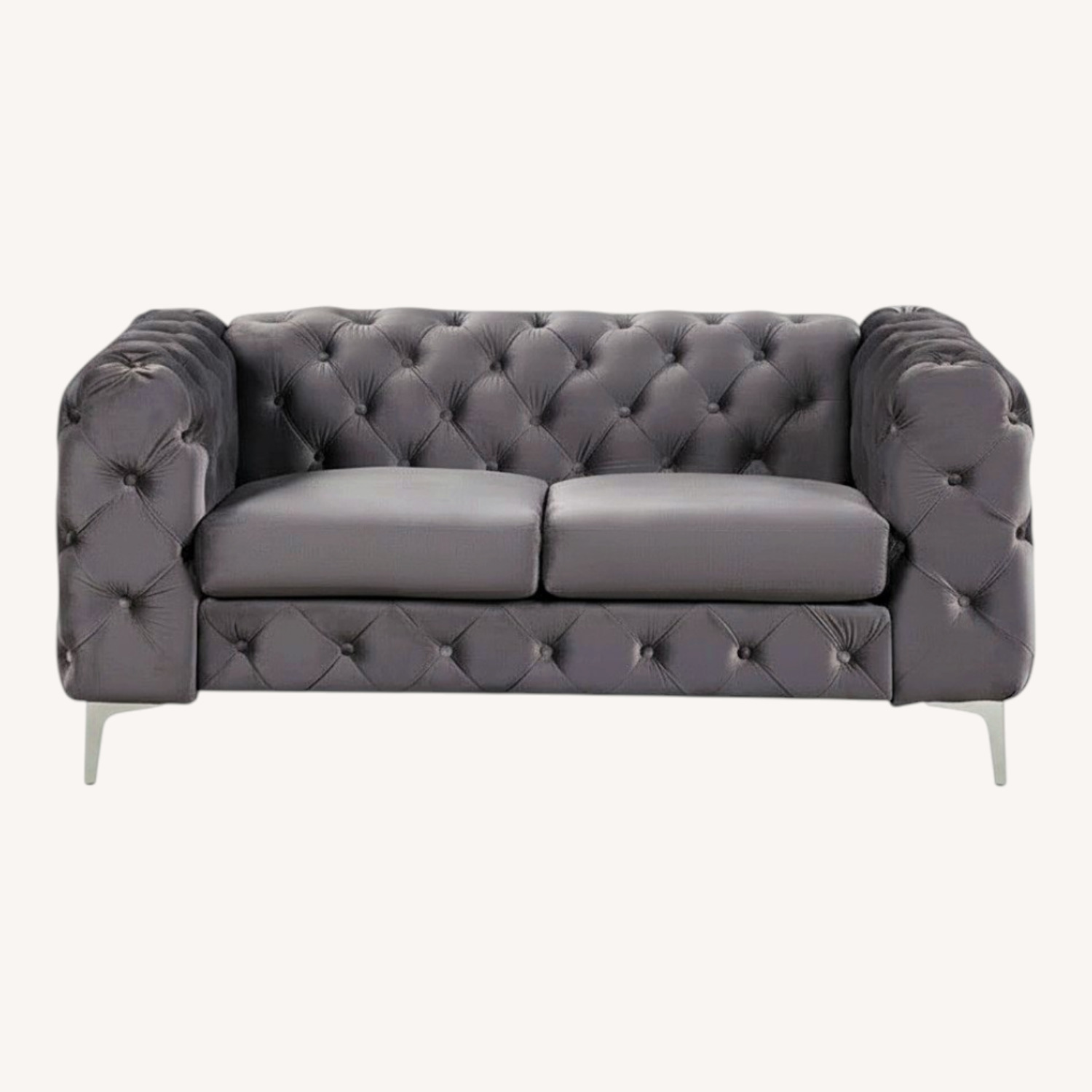 Wayfair Light Gray Tufted Loveseat - image-0