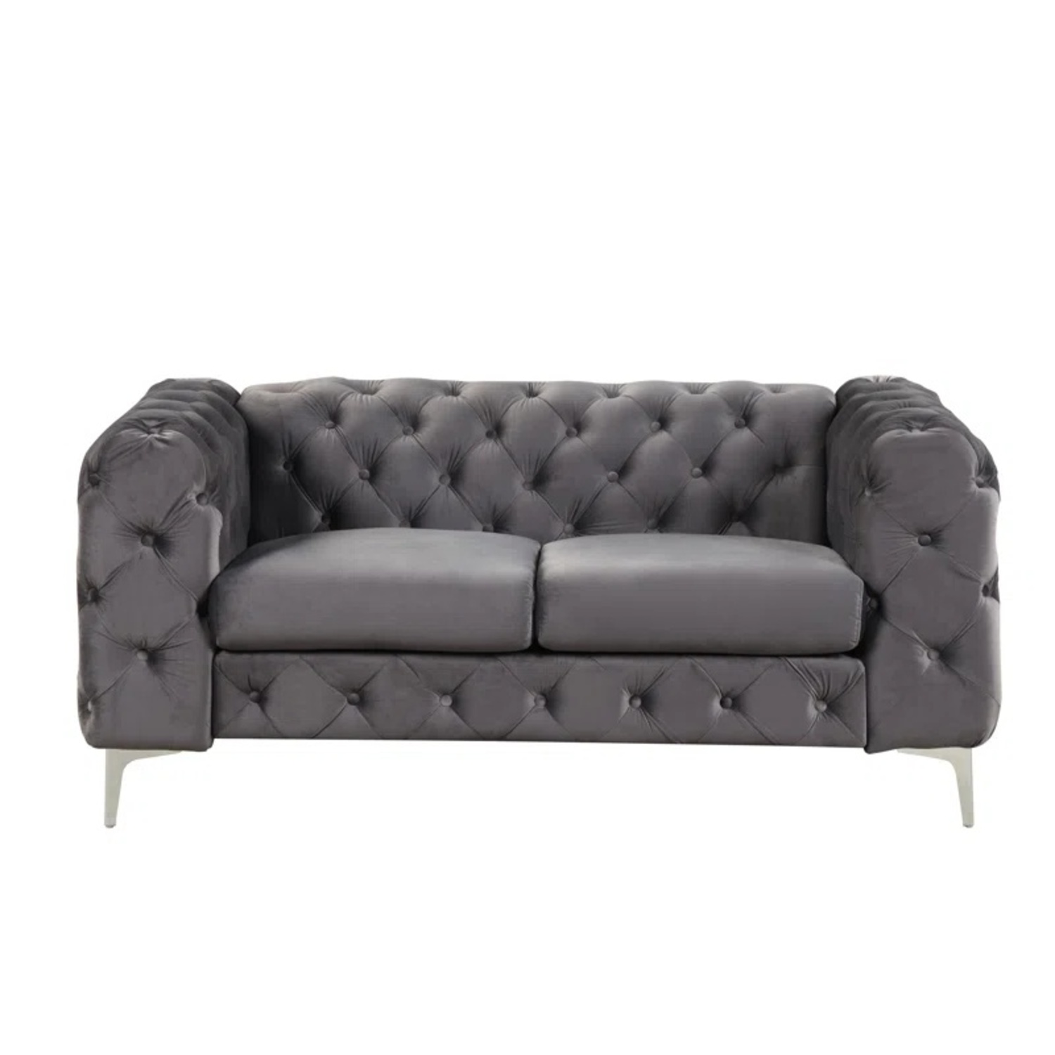 Wayfair Light Gray Tufted Loveseat - image-4