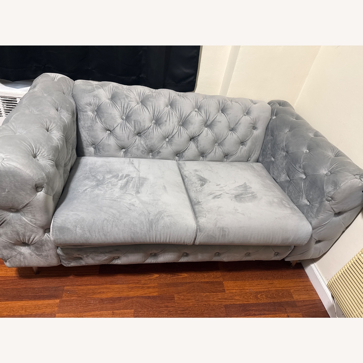 Wayfair Light Gray Tufted Loveseat - image-3