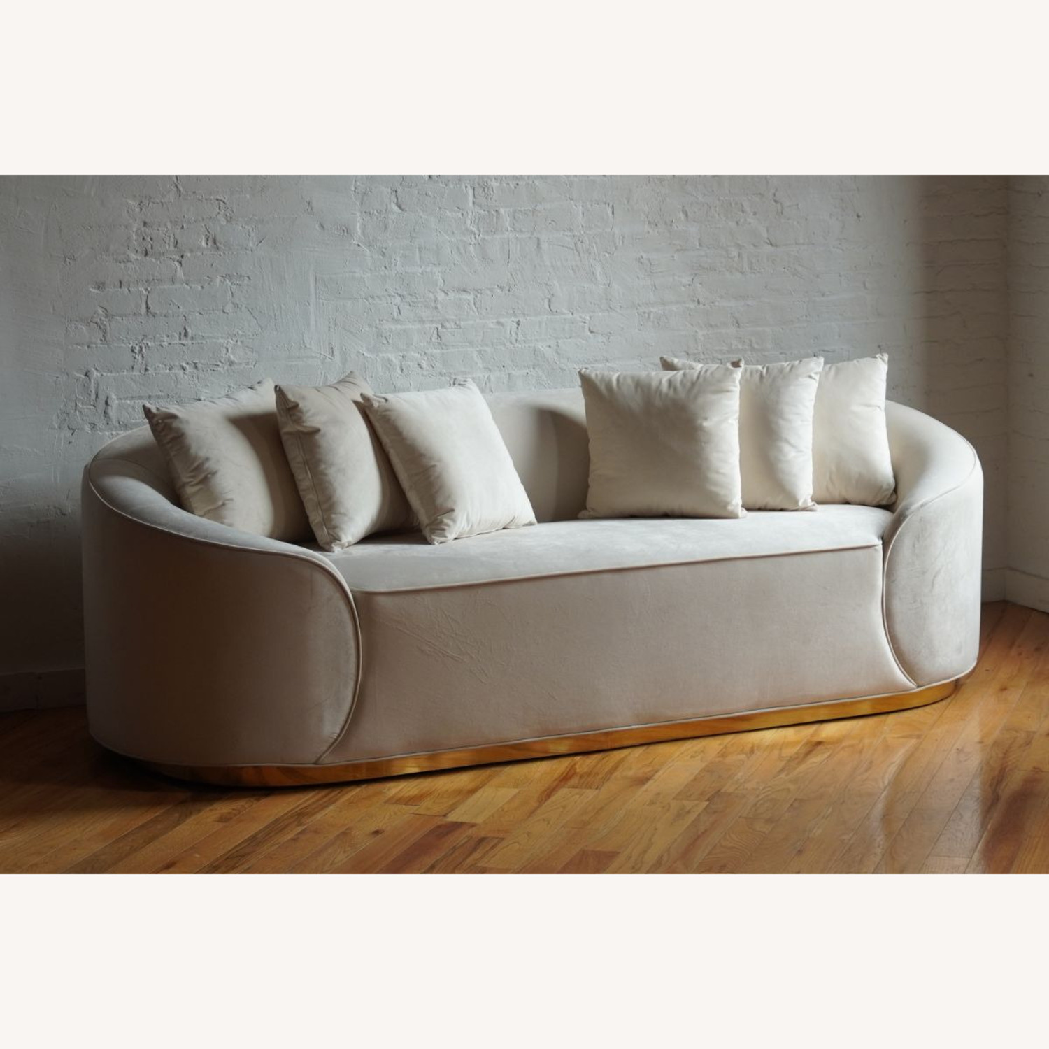 White Velvet 3+ Seater Sofa - image-2
