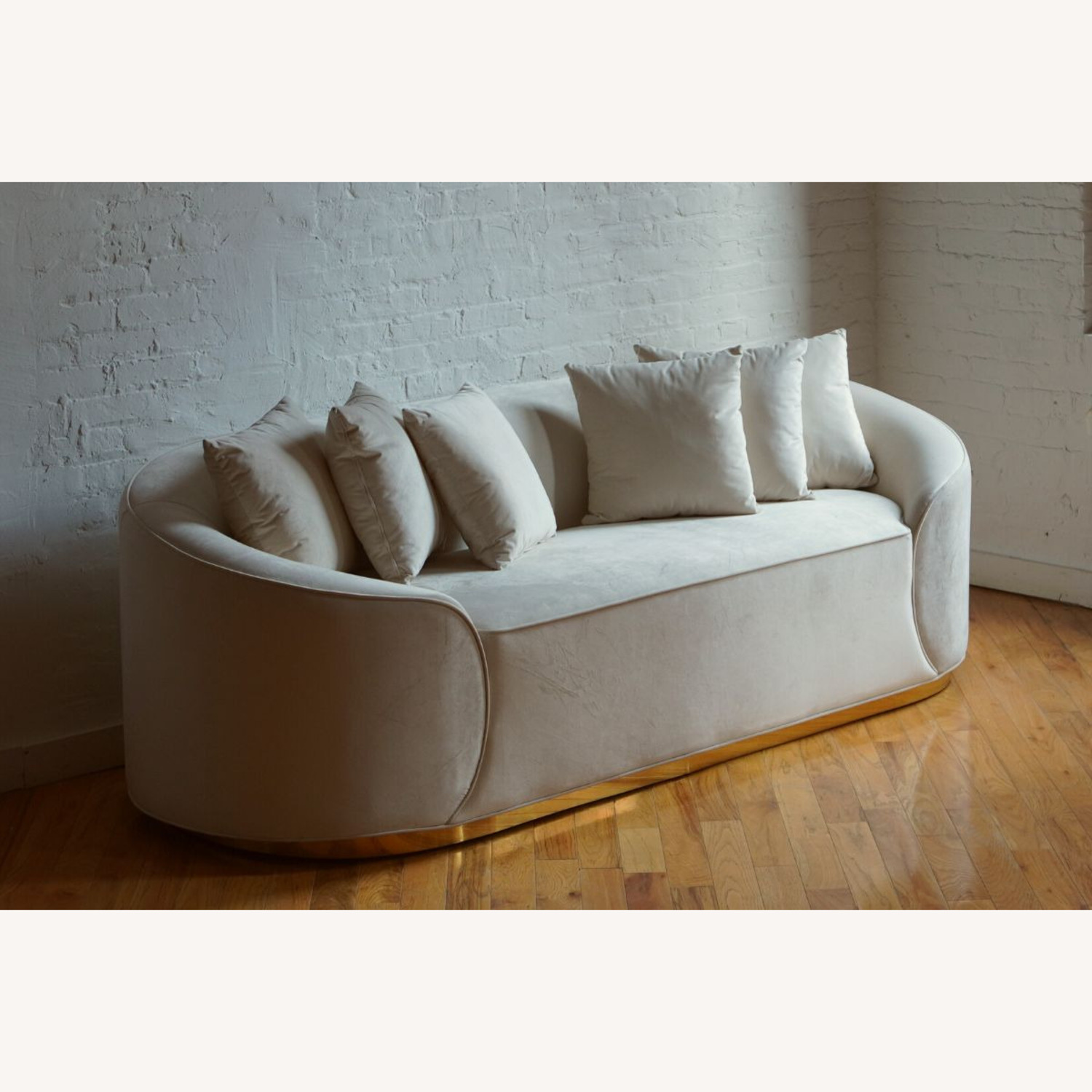 White Velvet 3+ Seater Sofa - image-3