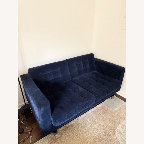 Used IKEA MORABO Blue Velvet Loveseat for sale on AptDeco