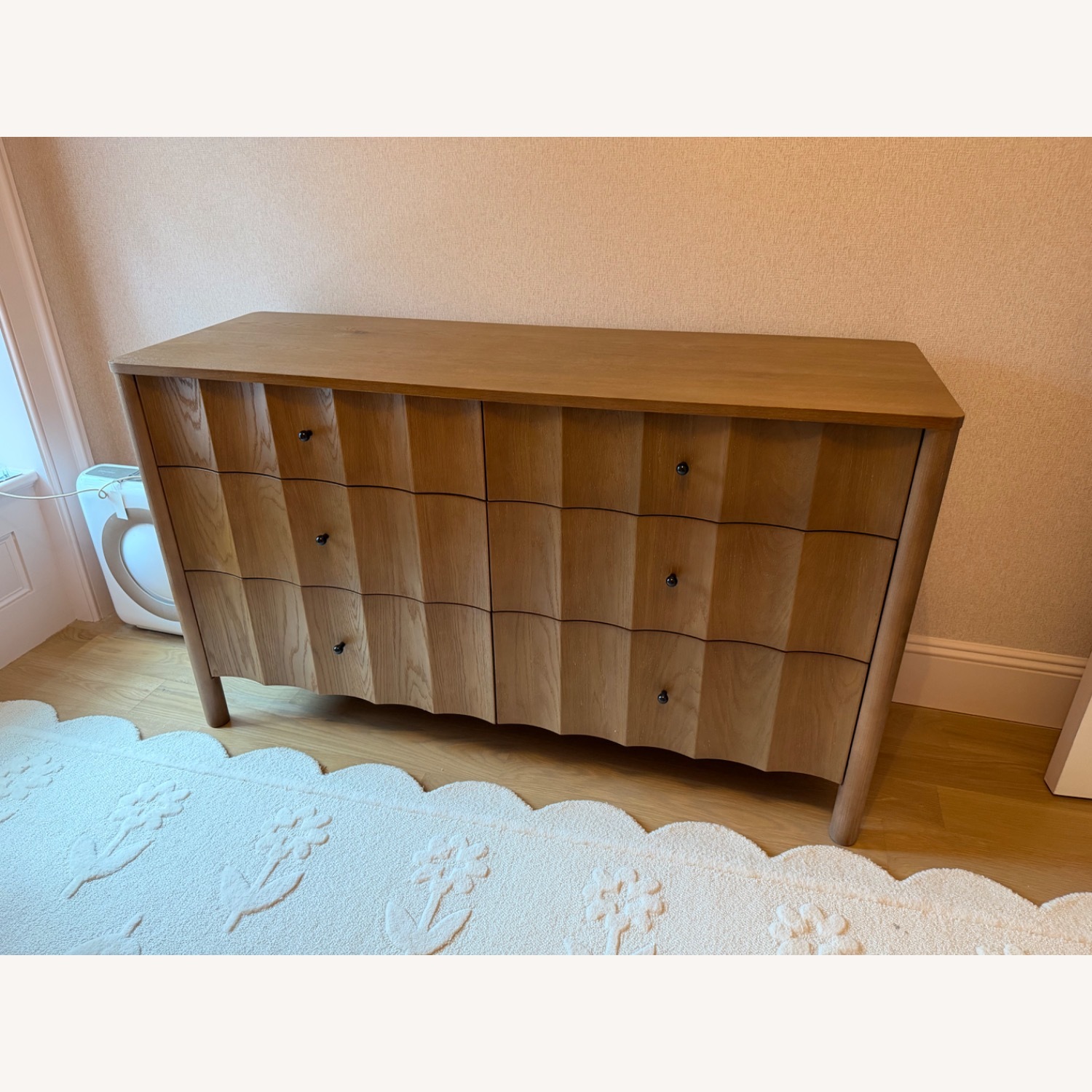 West Elm Light Brown Scalloped 6-Drawer Wide Dresser - image-7