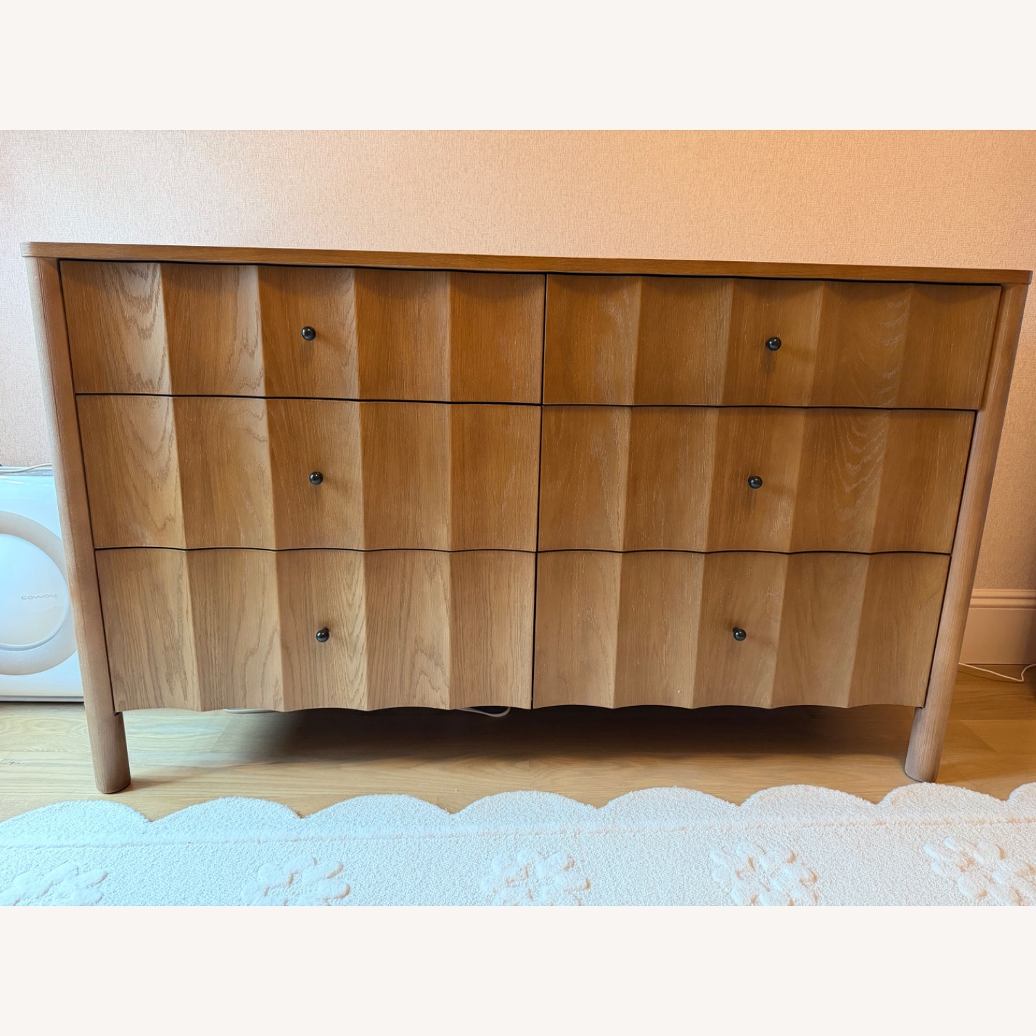 West Elm Light Brown Scalloped 6-Drawer Wide Dresser - image-2