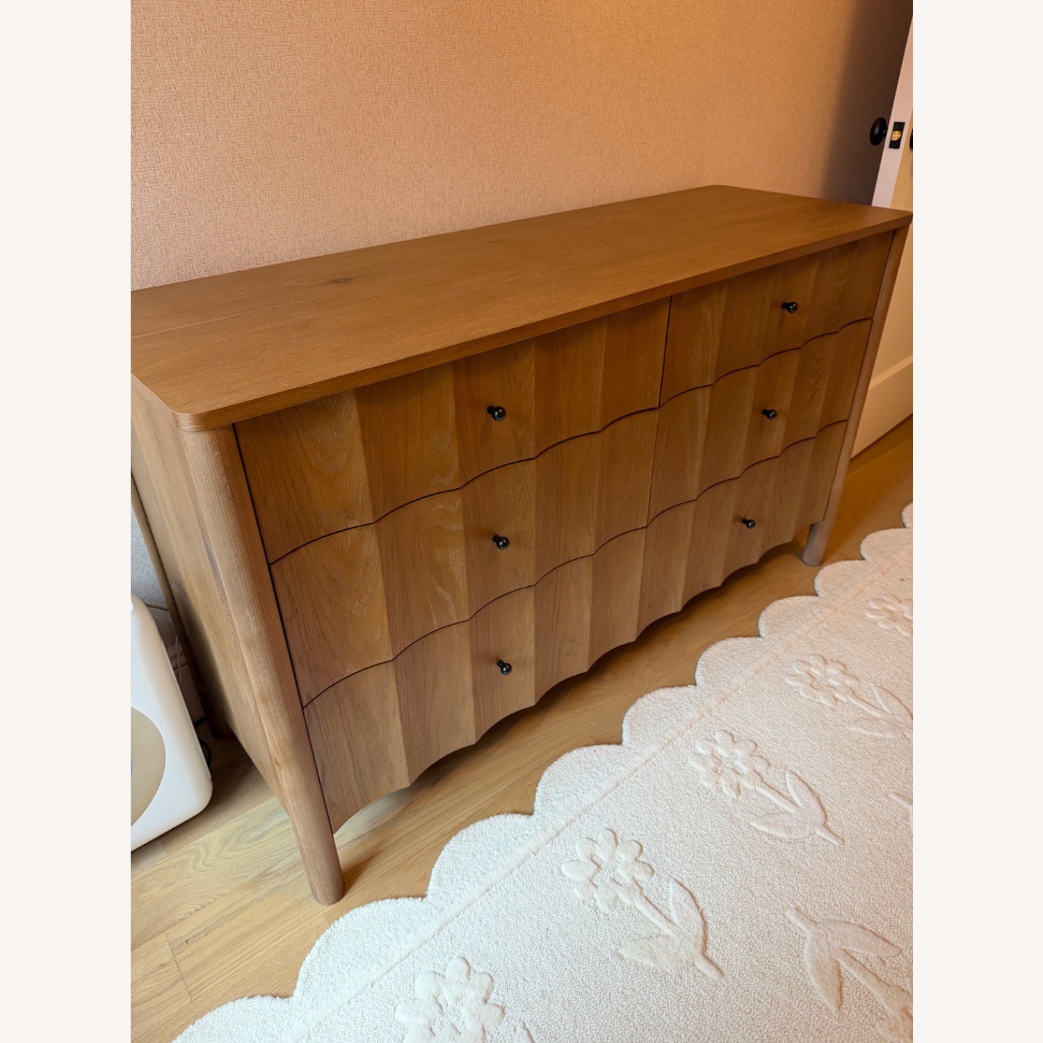 West Elm Light Brown Scalloped 6-Drawer Wide Dresser - image-3