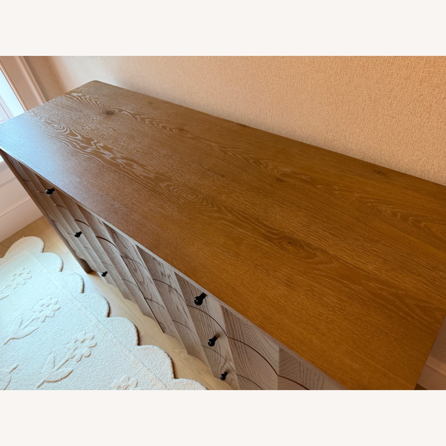 West Elm Light Brown Scalloped 6-Drawer Wide Dresser - image-4