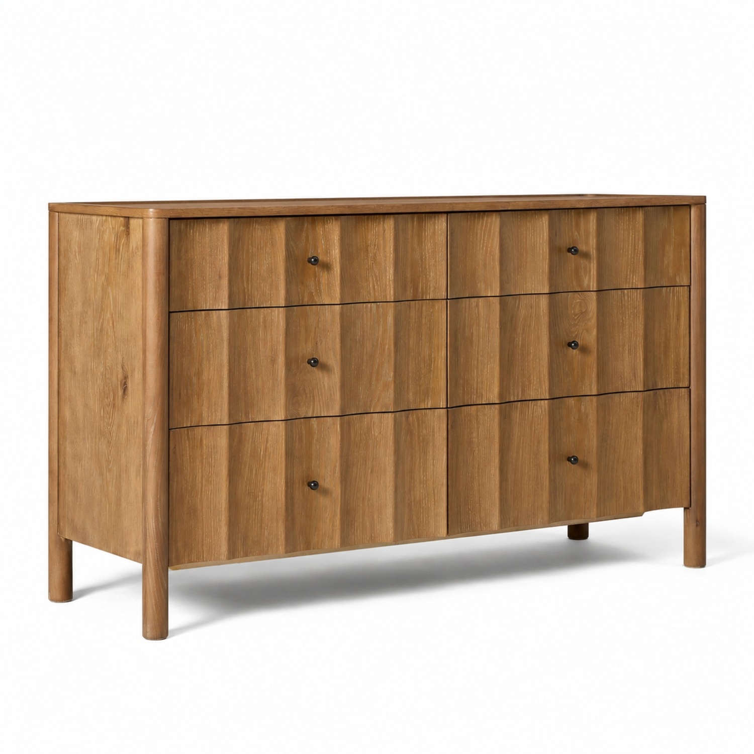West Elm Light Brown Scalloped 6-Drawer Wide Dresser - image-8