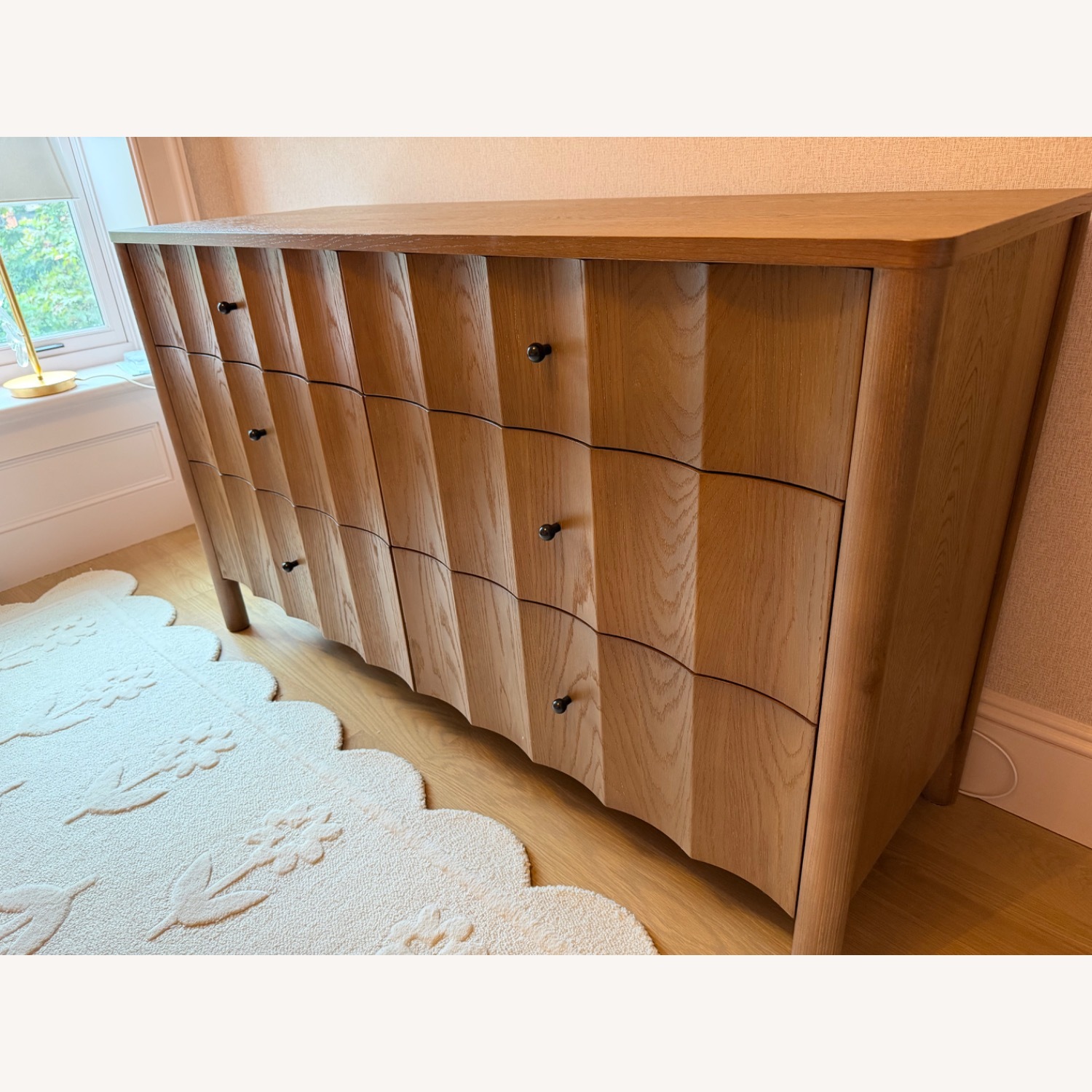 West Elm Light Brown Scalloped 6-Drawer Wide Dresser - image-1
