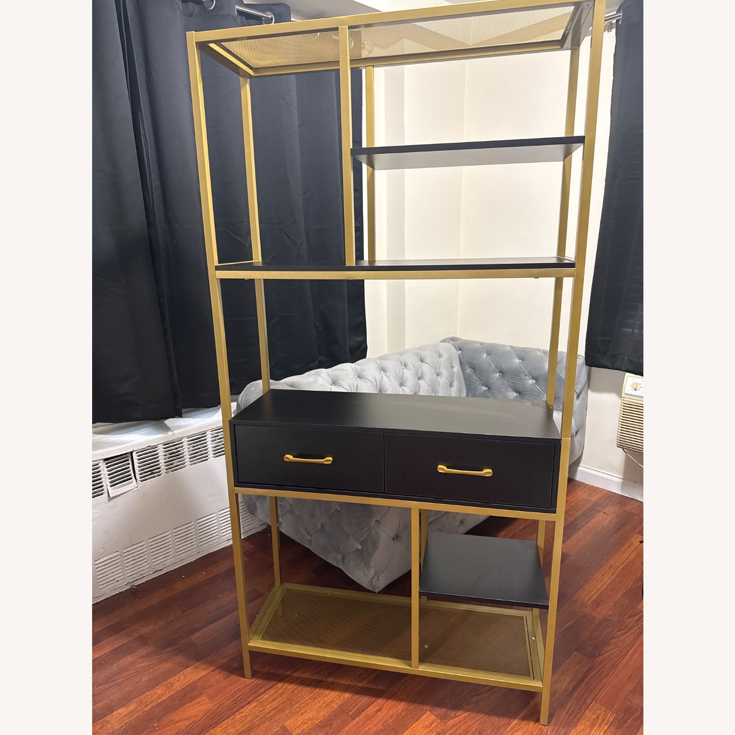 Contemporary Black Bookshelf with 2 Drawers - image-2
