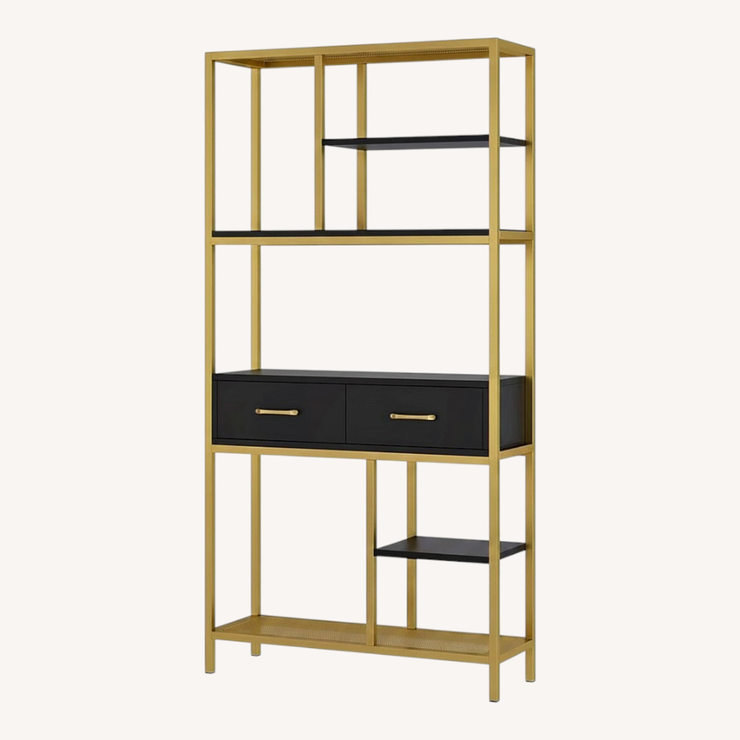 Contemporary Black Bookshelf with 2 Drawers - image-0