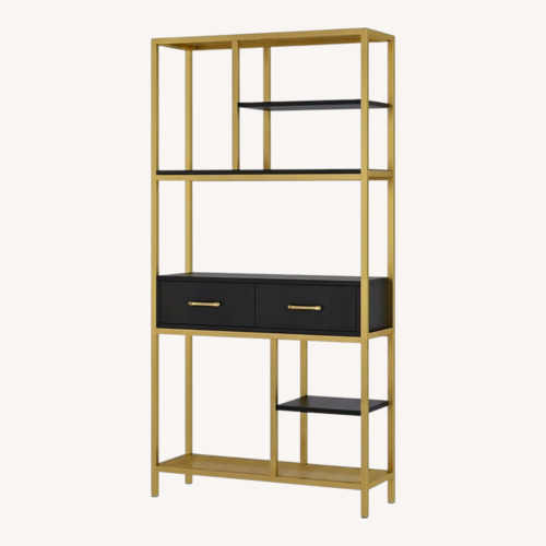 Used Contemporary Black Bookshelf with 2 Drawers for sale on AptDeco