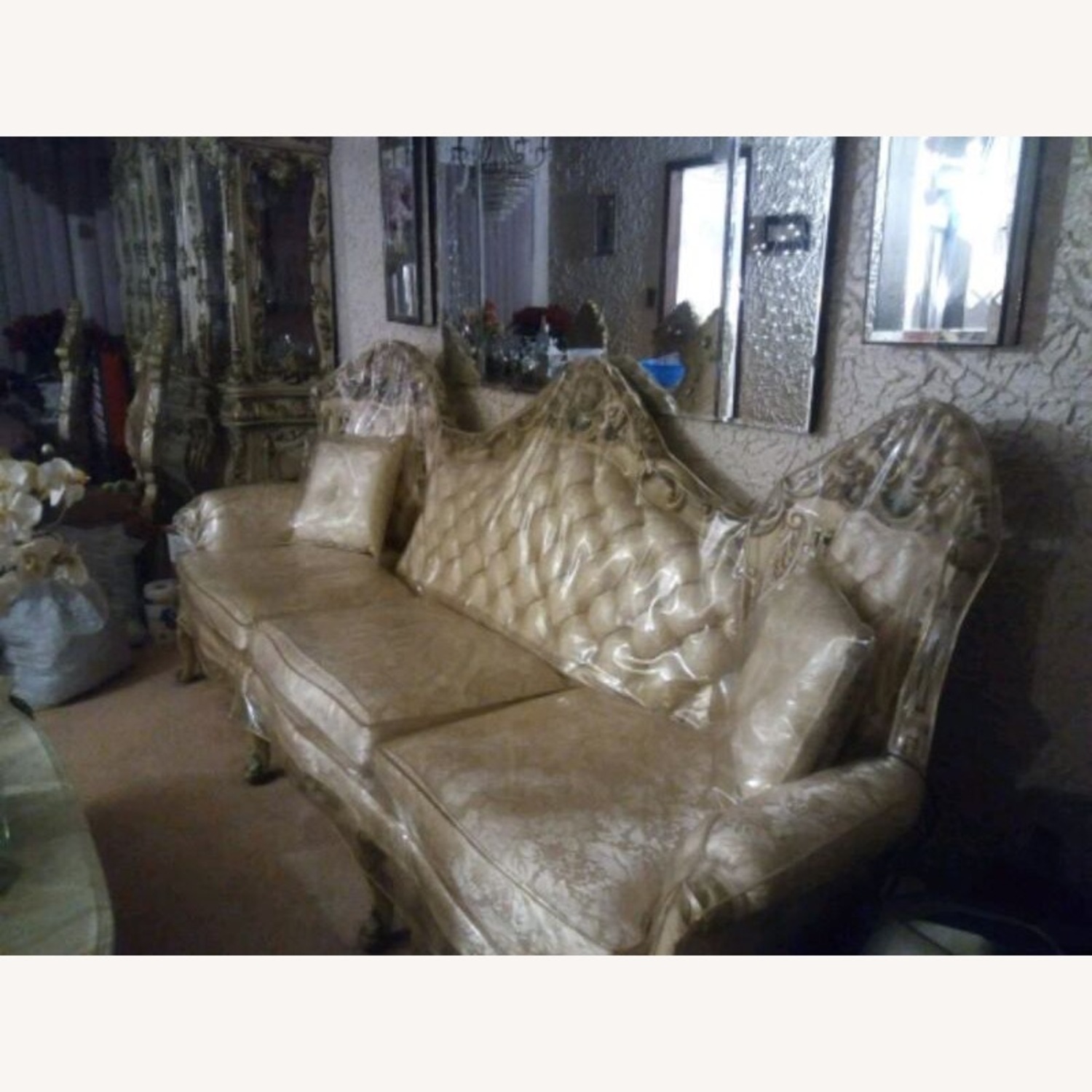 Antique Beige, Gold and Pink Sofa - image-3
