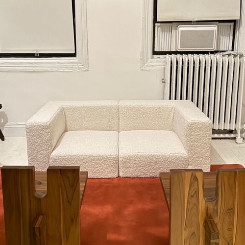 Used Pottery Barn Teen Cushy Piped Trim Loveseat for sale on AptDeco