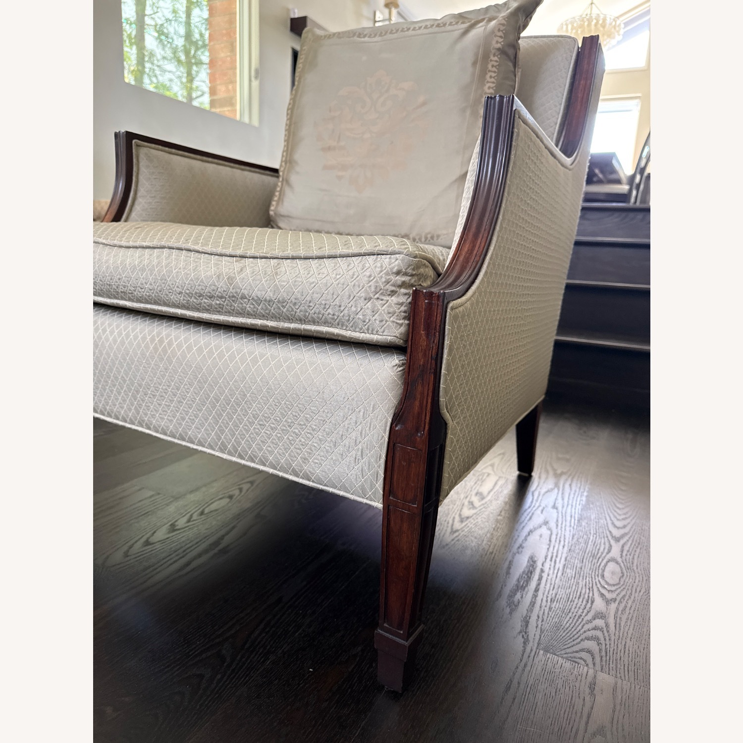 Vintage/Antique Finds Light Gray Fabric Armchair - image-4