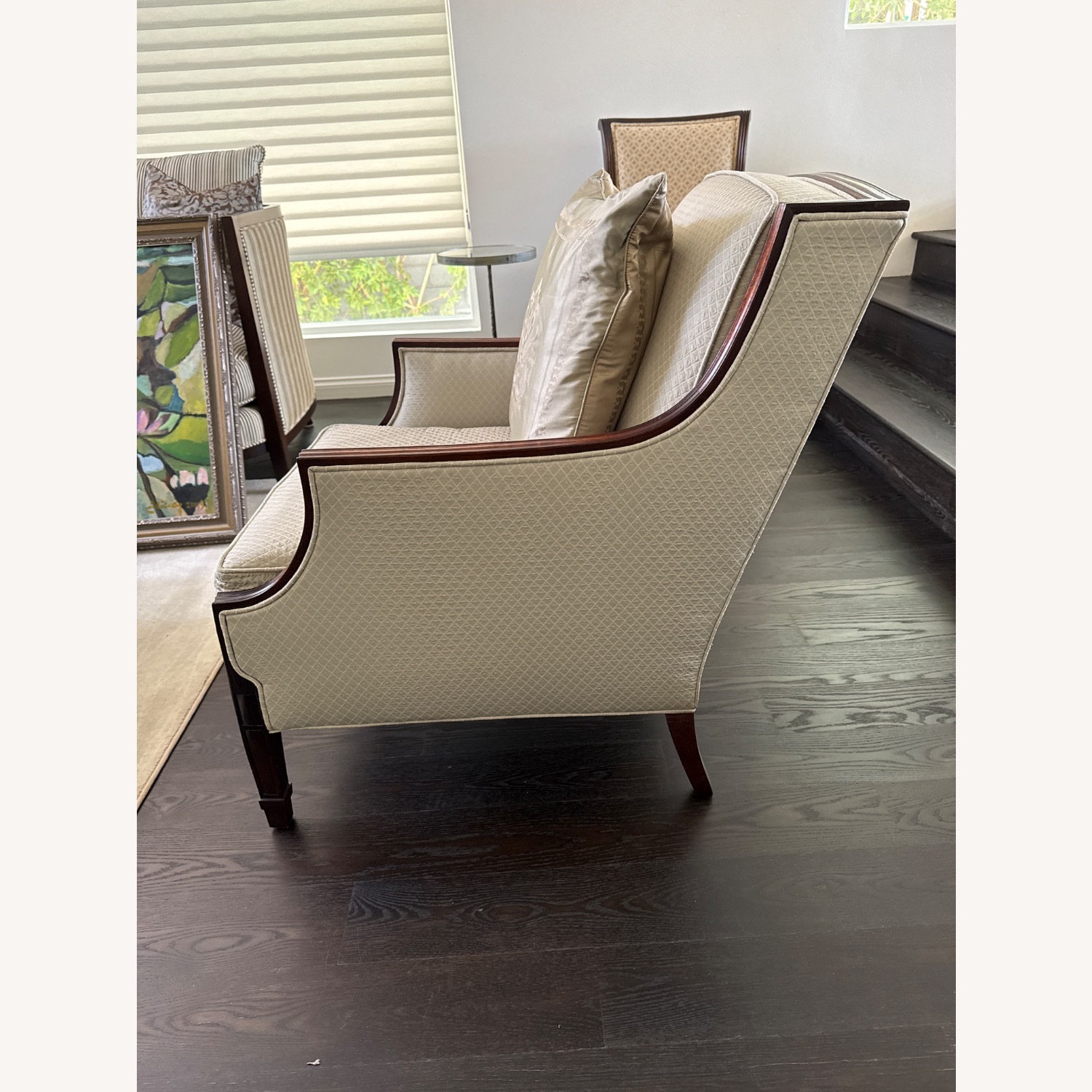 Vintage/Antique Finds Light Gray Fabric Armchair - image-3