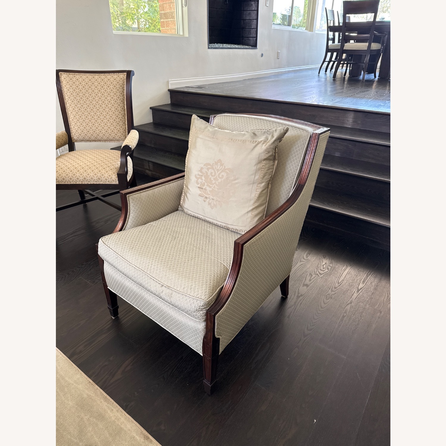 Vintage/Antique Finds Light Gray Fabric Armchair - image-1