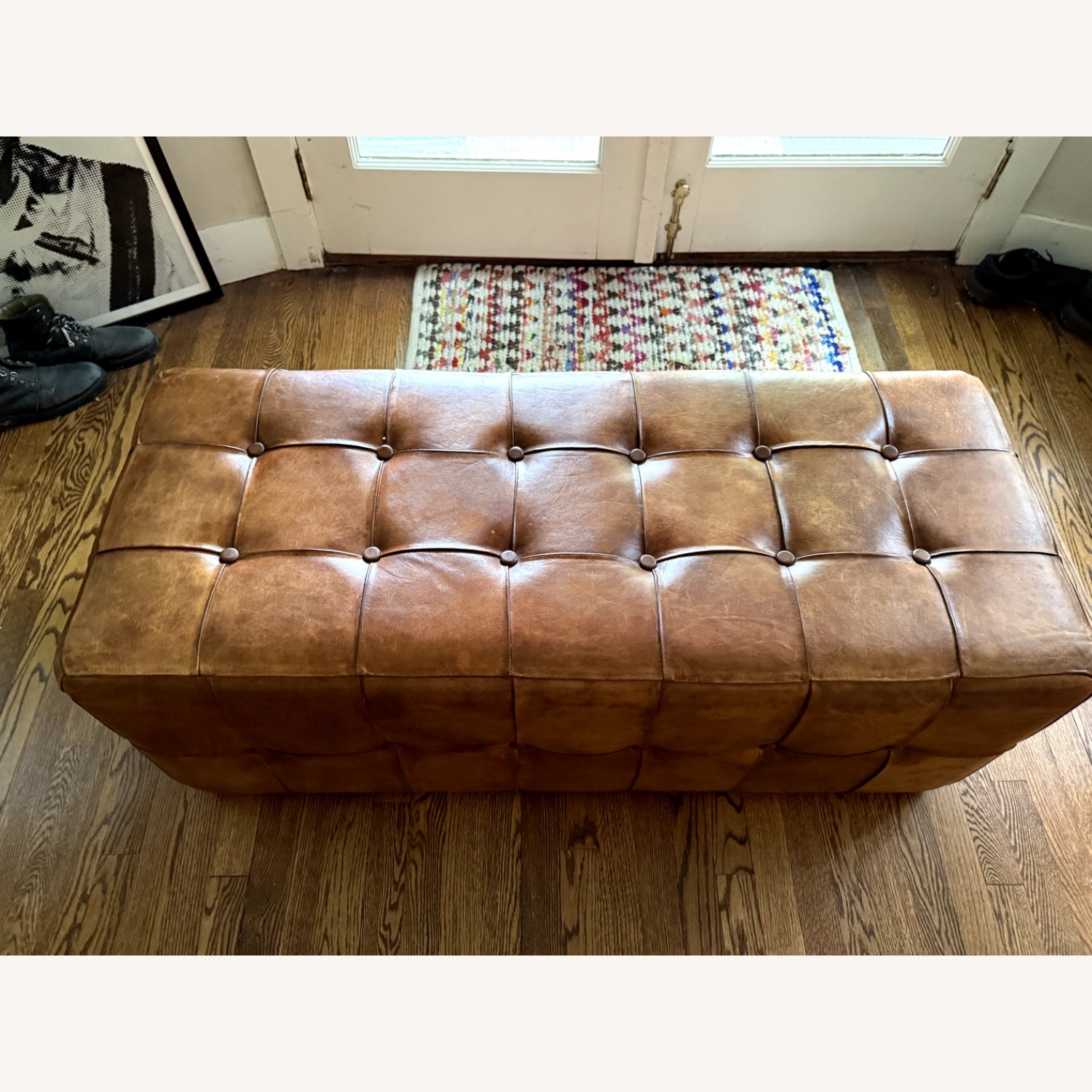 Dark Brown Leather Bench - image-3