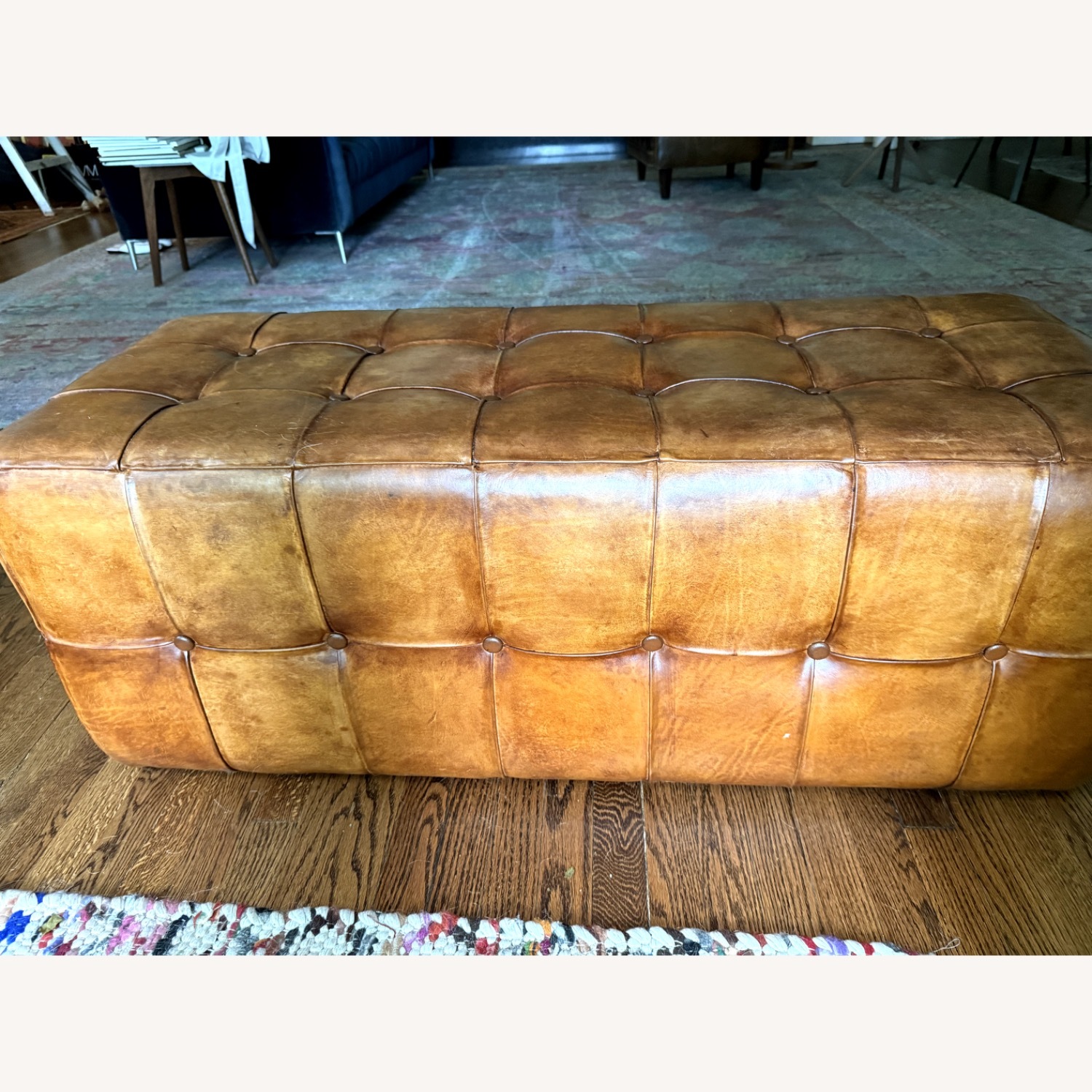 Dark Brown Leather Bench - image-4