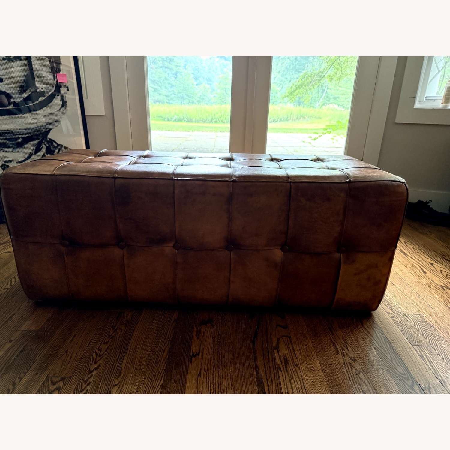 Dark Brown Leather Bench - image-2