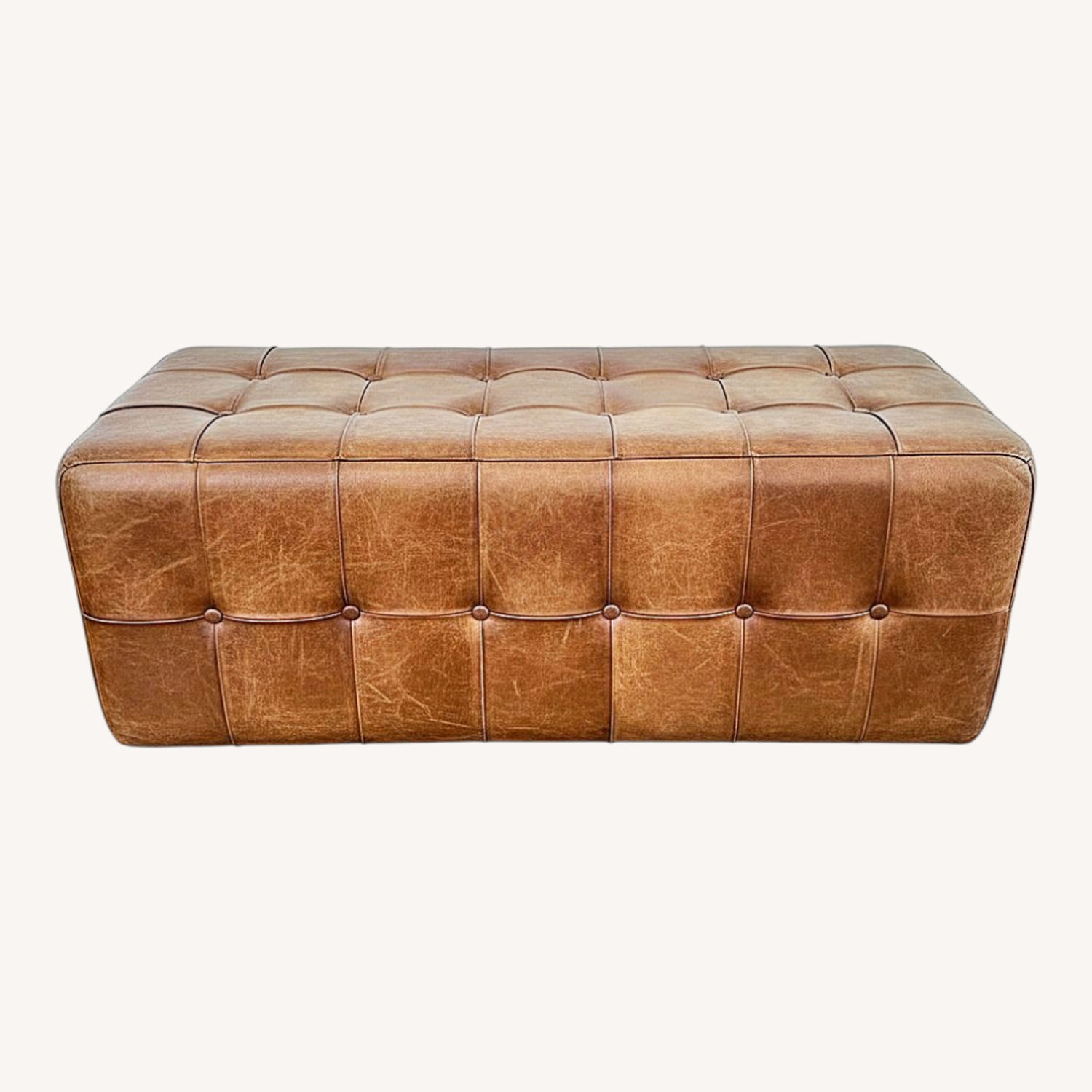 Dark Brown Leather Bench - image-0