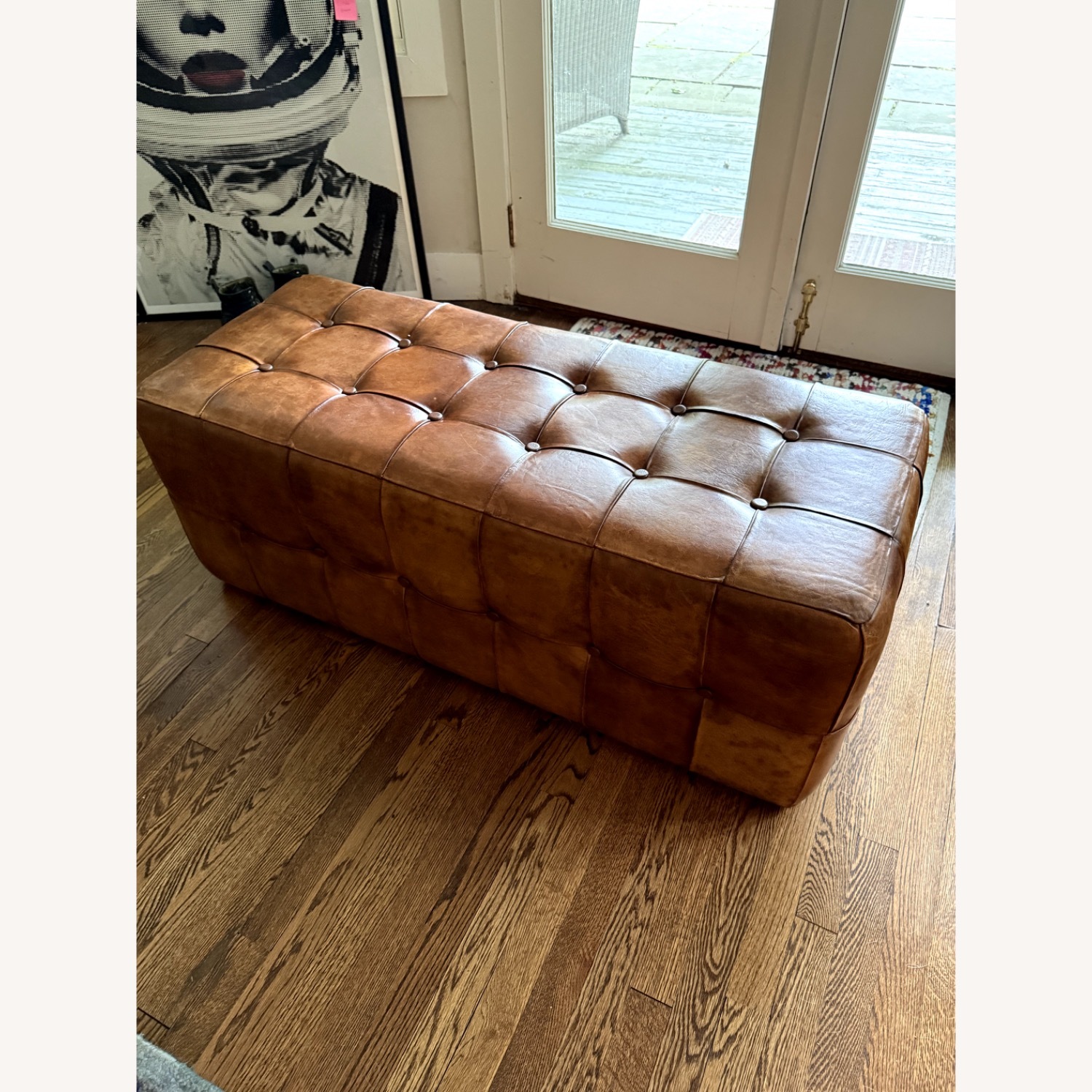 Dark Brown Leather Bench - image-1