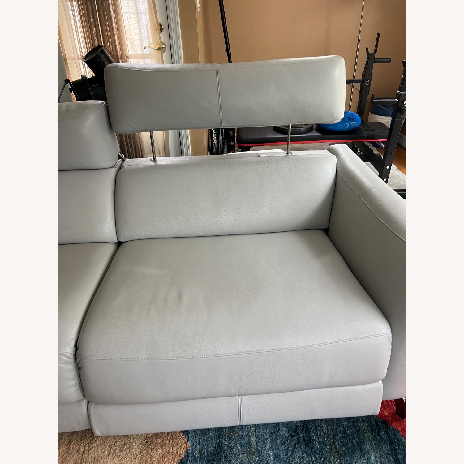 Natuzzi Light Gray Leather 2 Seater Sofa - image-3