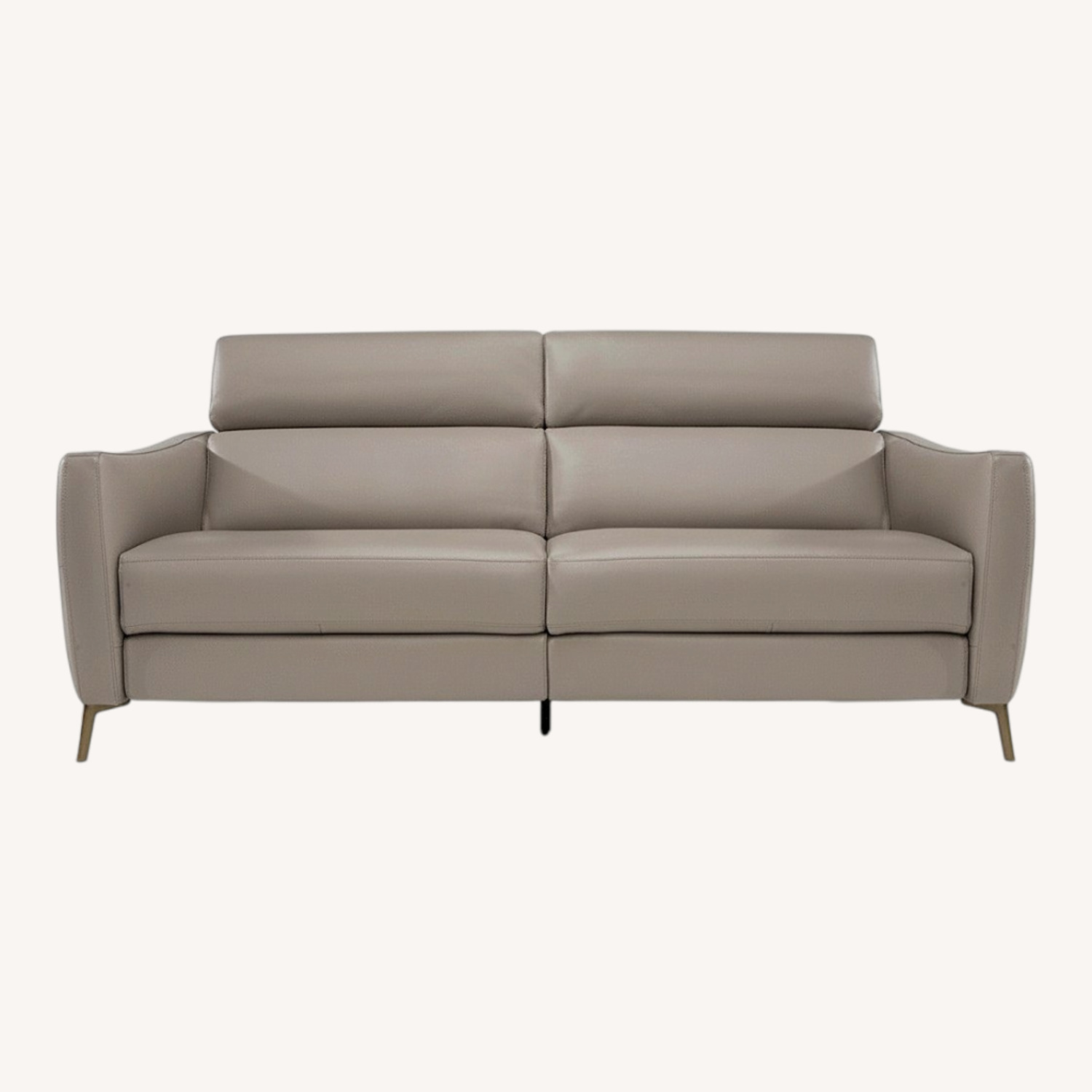 Natuzzi Light Gray Leather 2 Seater Sofa - image-0