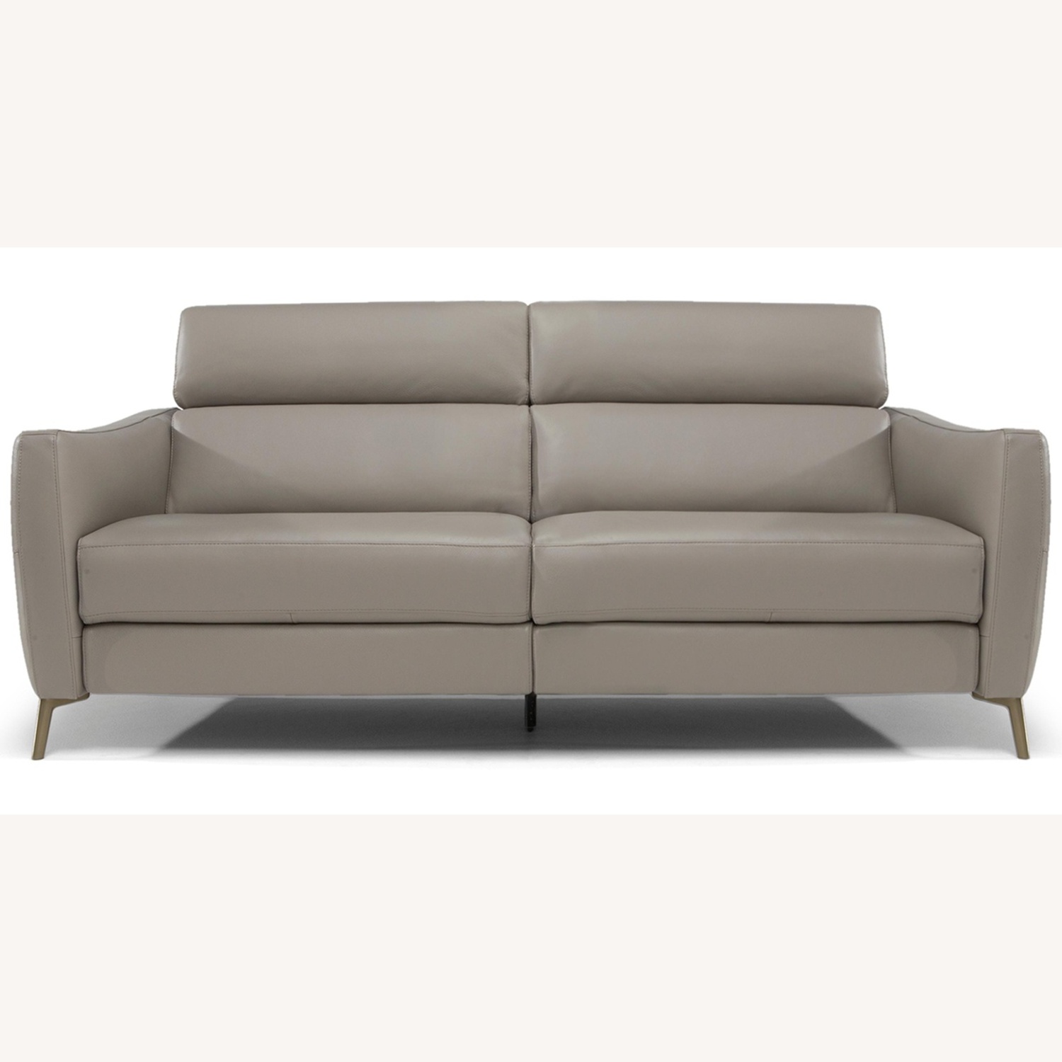 Natuzzi Light Gray Leather 2 Seater Sofa - image-4