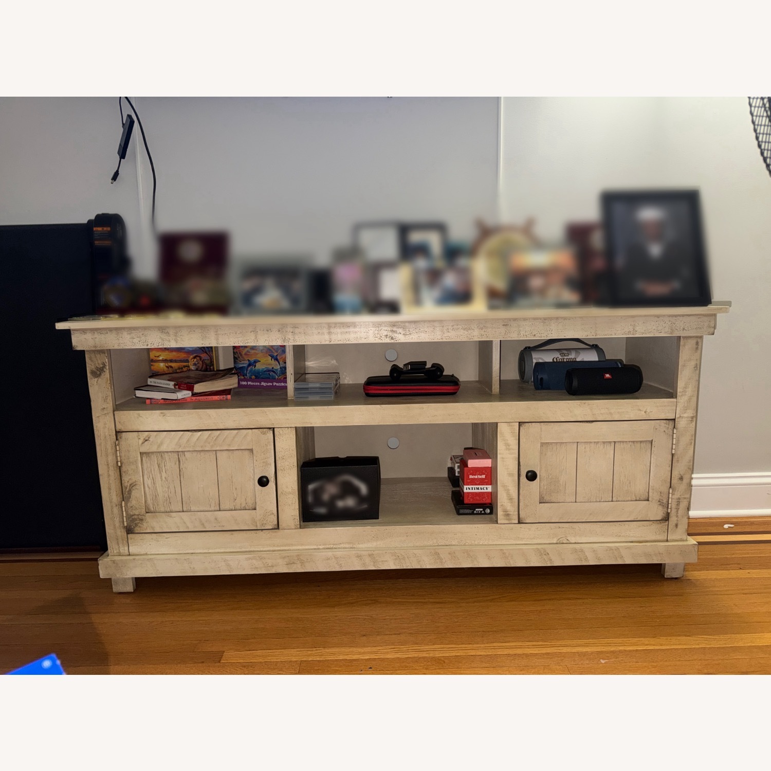 Light Brown Wood Media Storage - image-1