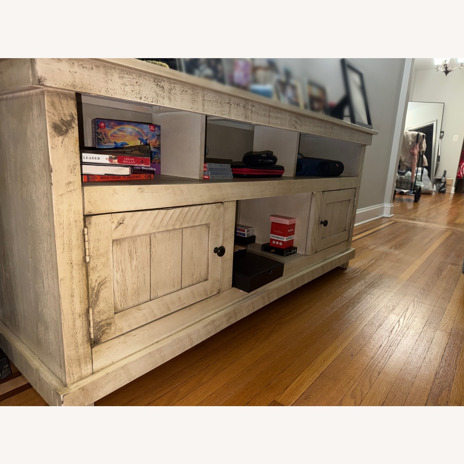 Light Brown Wood Media Storage - image-3