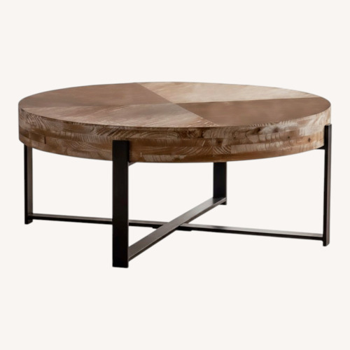 Used Target ModernLuxe Round Coffee Table W Black Metal Base for sale on AptDeco