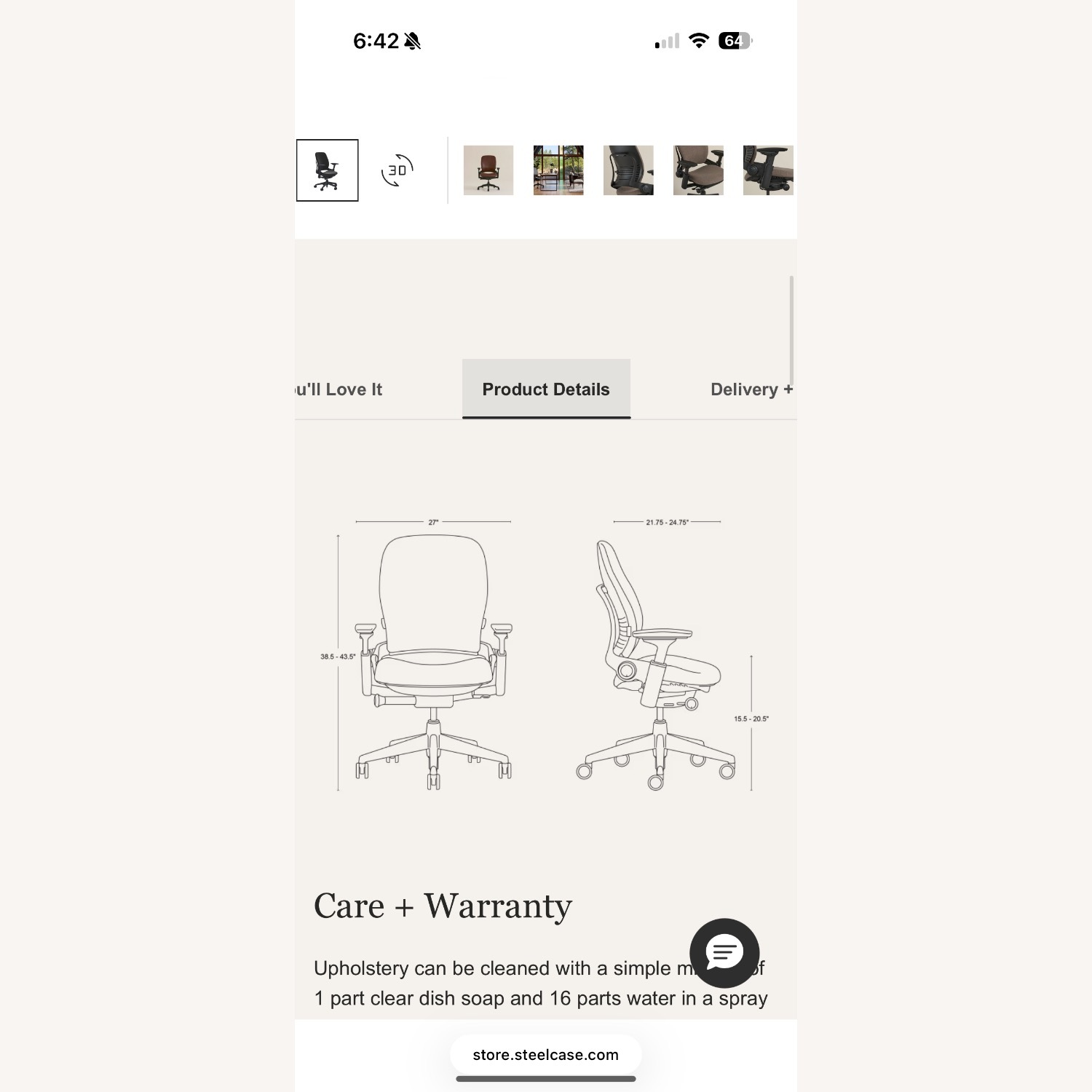 Steelcase Leap Black Fabric Office Chair - image-5