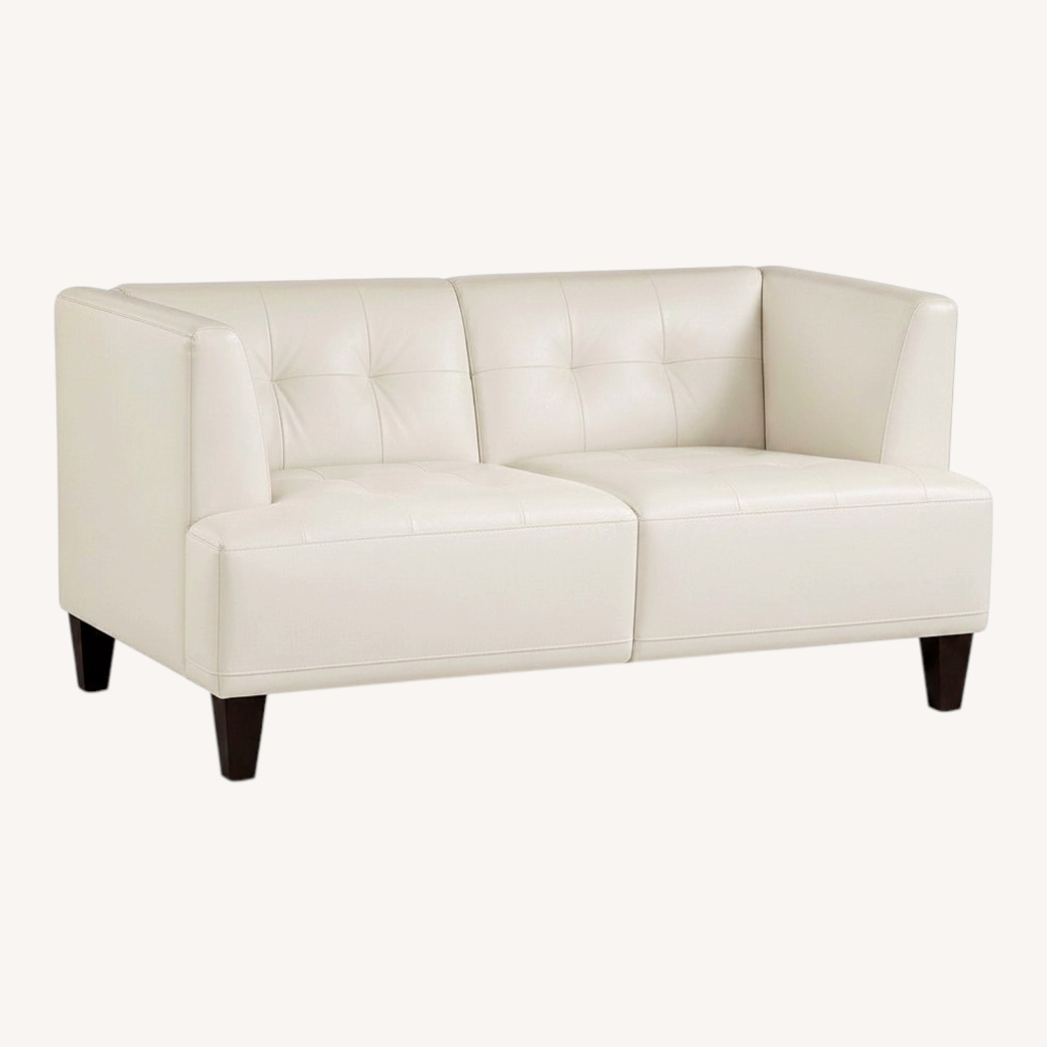 Macy's Alessia Ivory Leather Loveseat - image-0