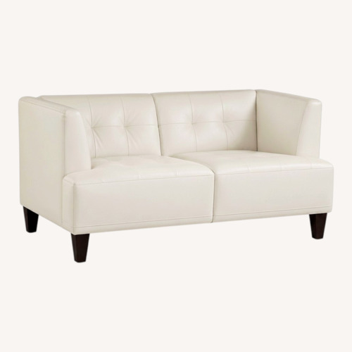 Used Macy's Alessia Ivory Leather Loveseat for sale on AptDeco