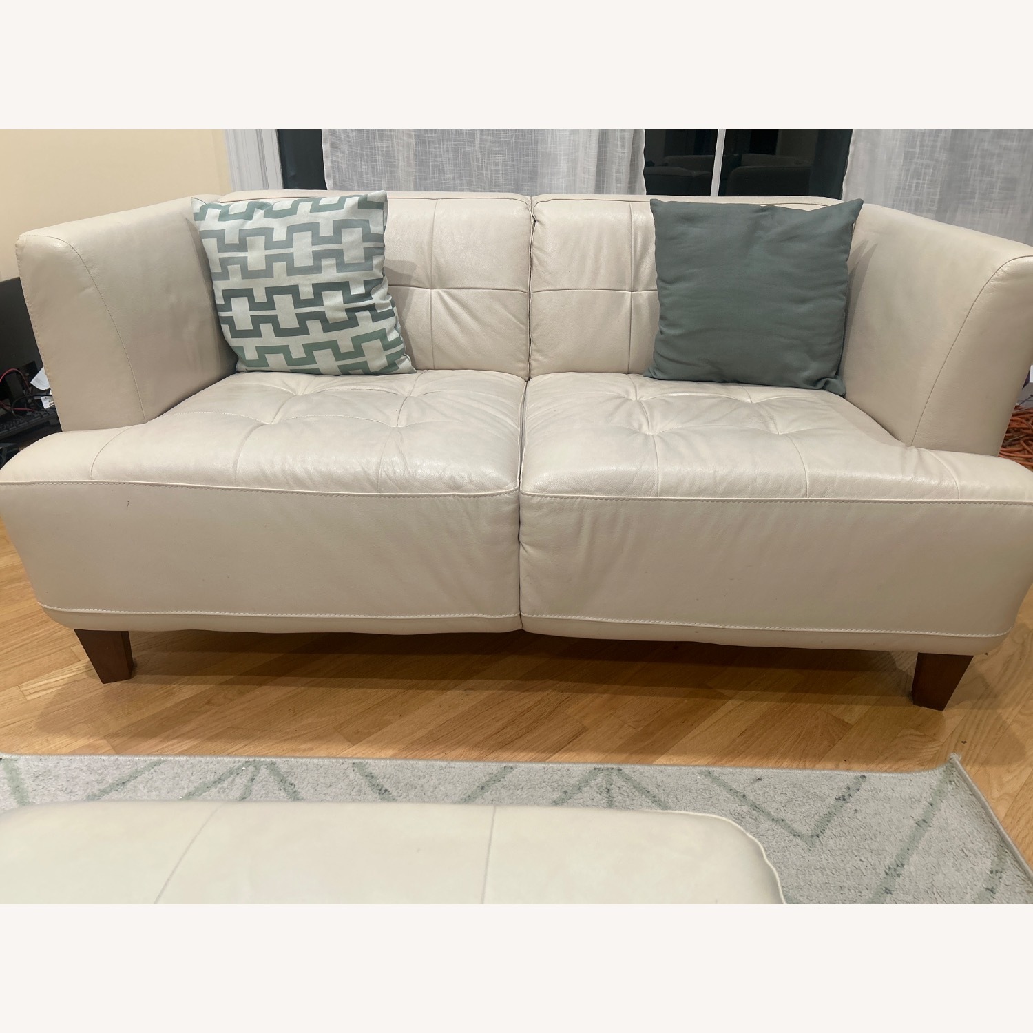 Macy's Alessia Ivory Leather Loveseat - image-2