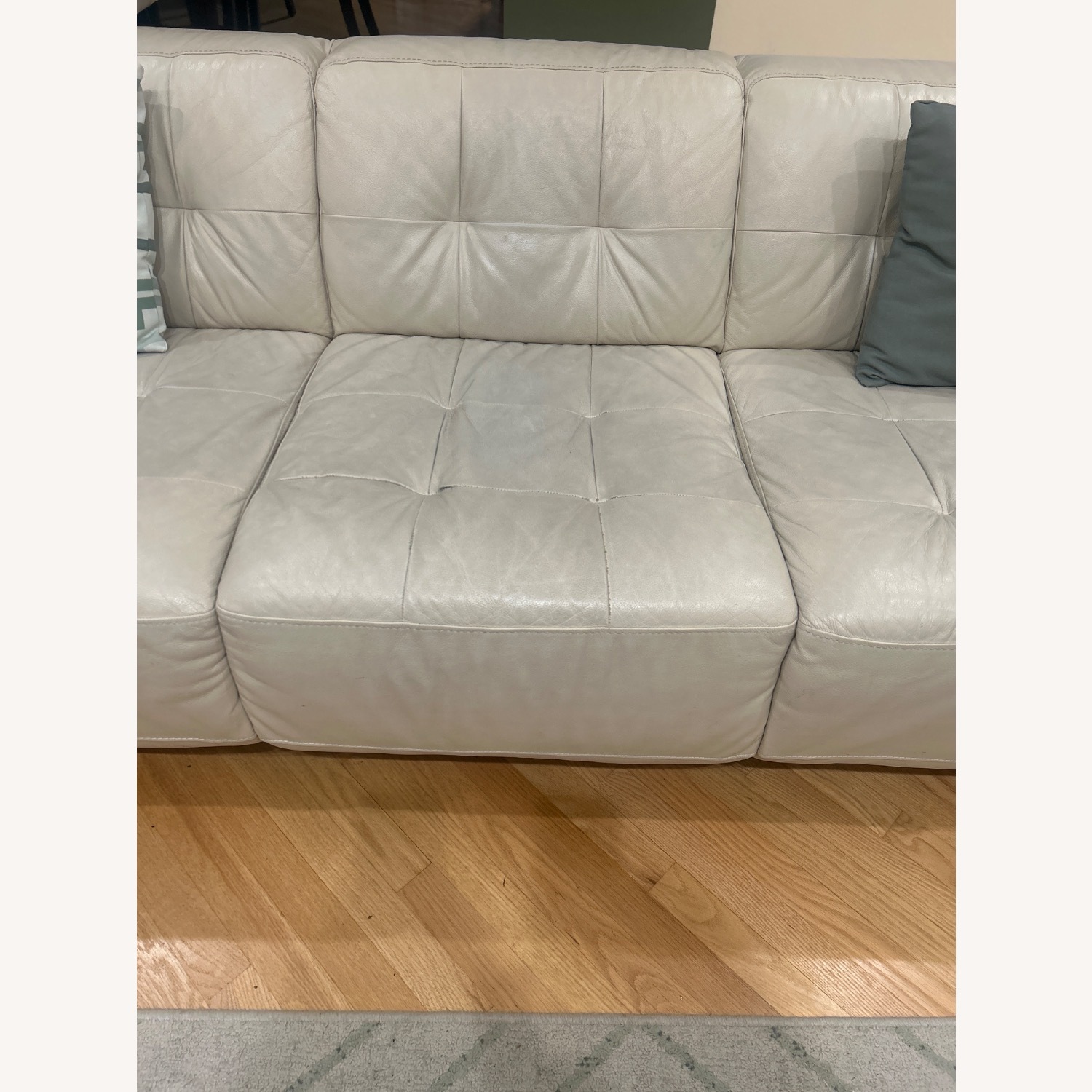 Macy's Alessia Ivory Leather 3+ Seater Sofa - image-4