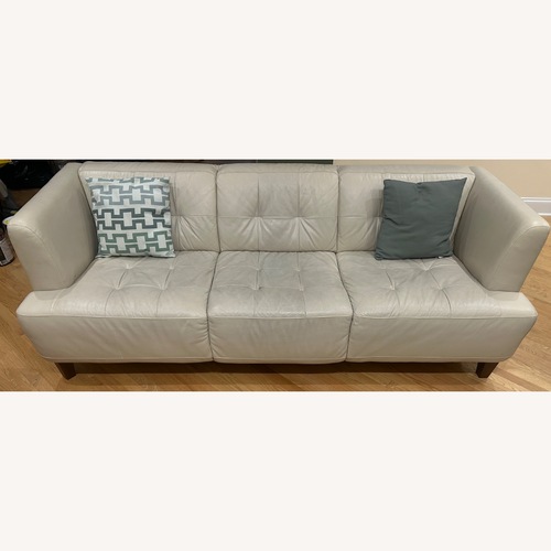 Used Macy's Alessia Ivory Leather 3+ Seater Sofa for sale on AptDeco