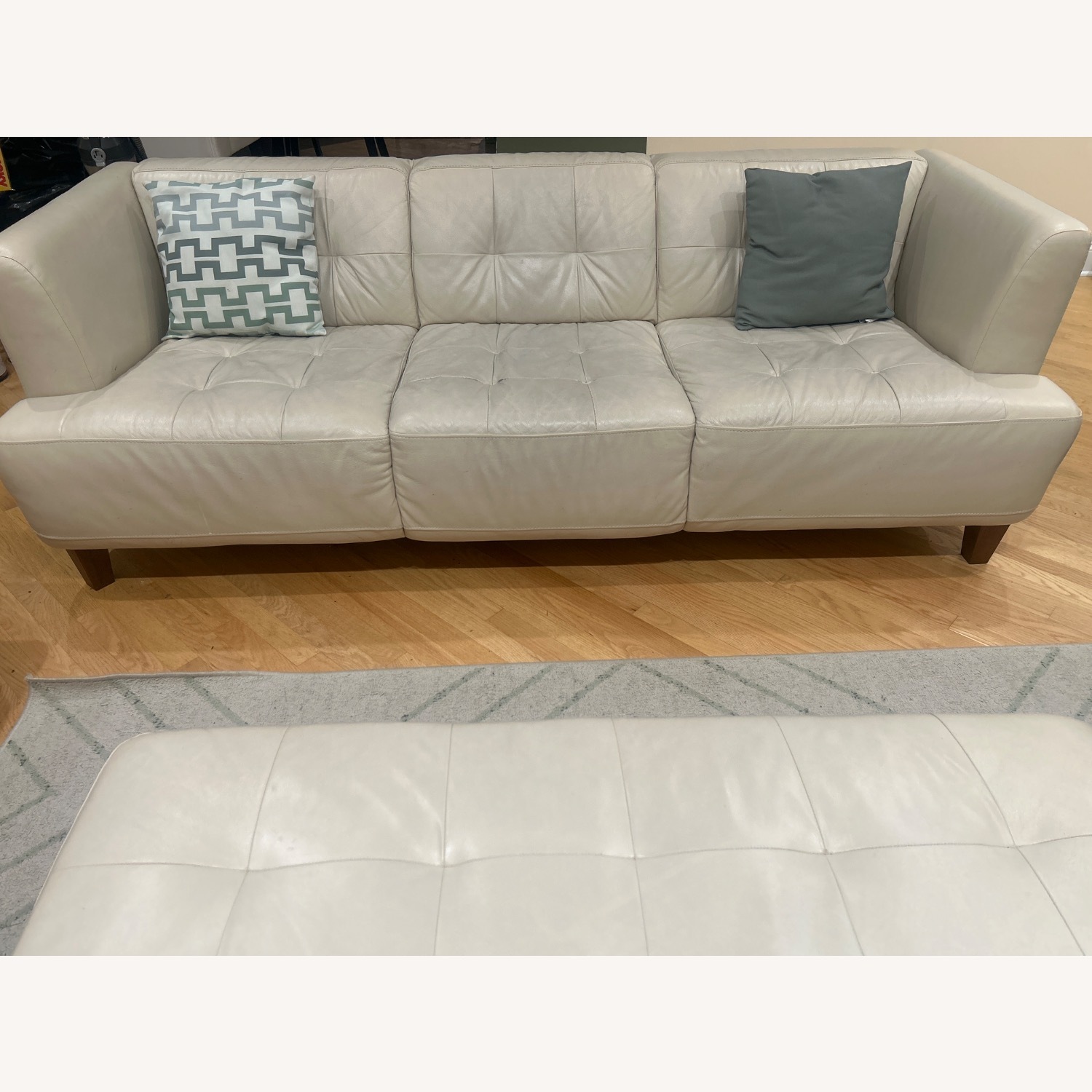 Macy's Alessia Ivory Leather 3+ Seater Sofa - image-2