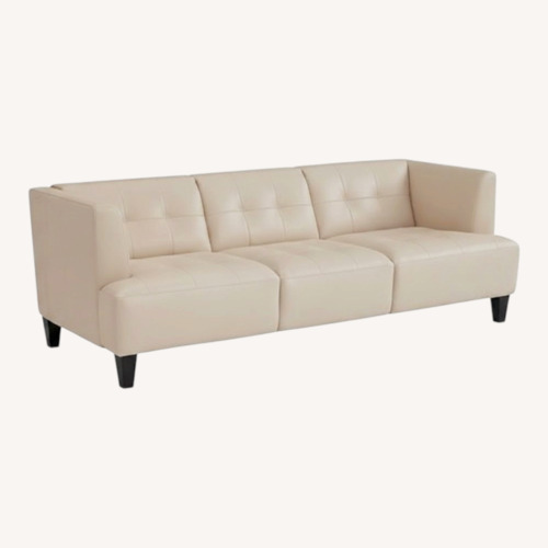 Used Macy's Alessia Ivory Leather 3+ Seater Sofa for sale on AptDeco