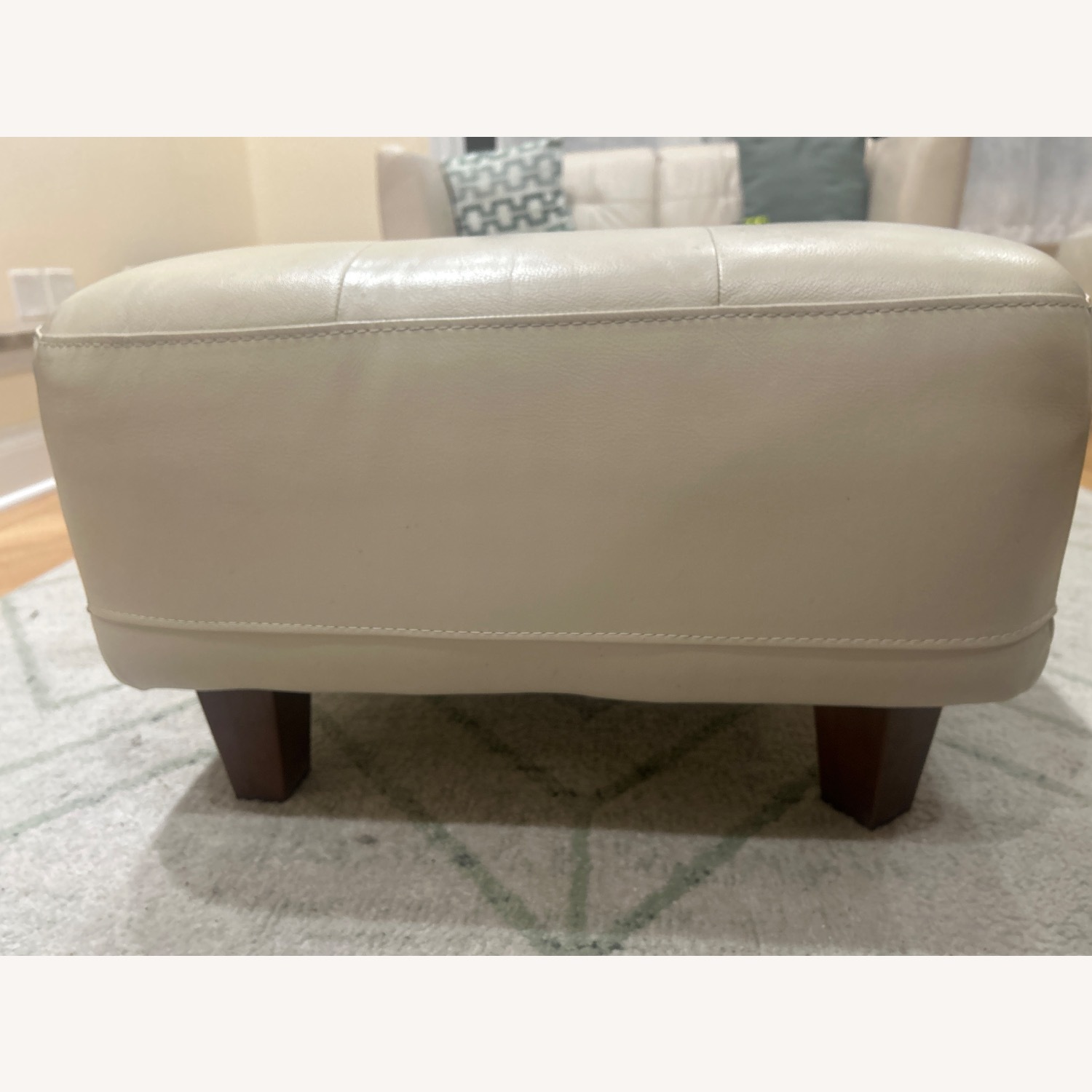 Macy's Ivory Leather Ottoman - image-3