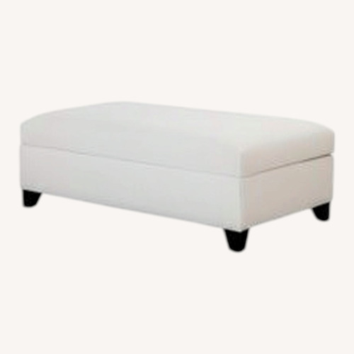Used Macy's Ivory Leather Ottoman for sale on AptDeco